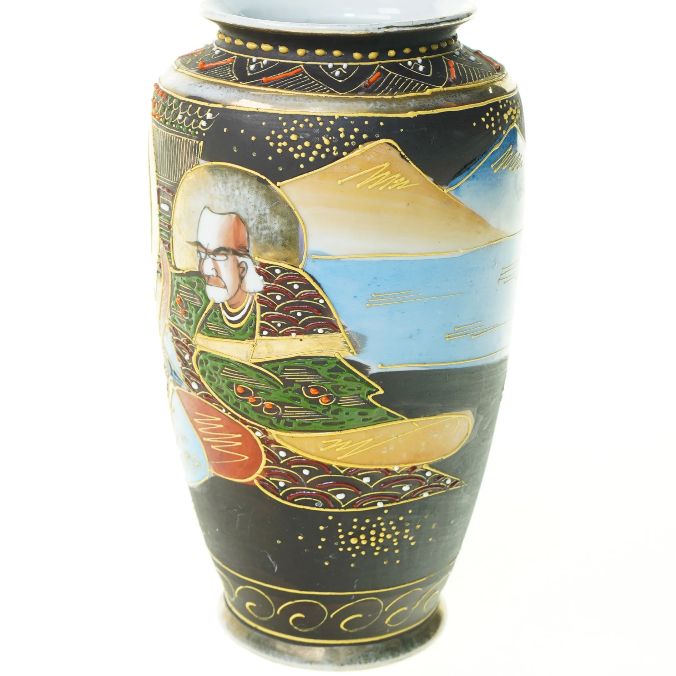 Vase med kinesisk motiv (str. 20 x 7 x 10 cm)