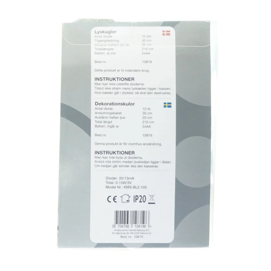 Lys kæde fra Harald Nyborg (str. 19 x 13 cm)