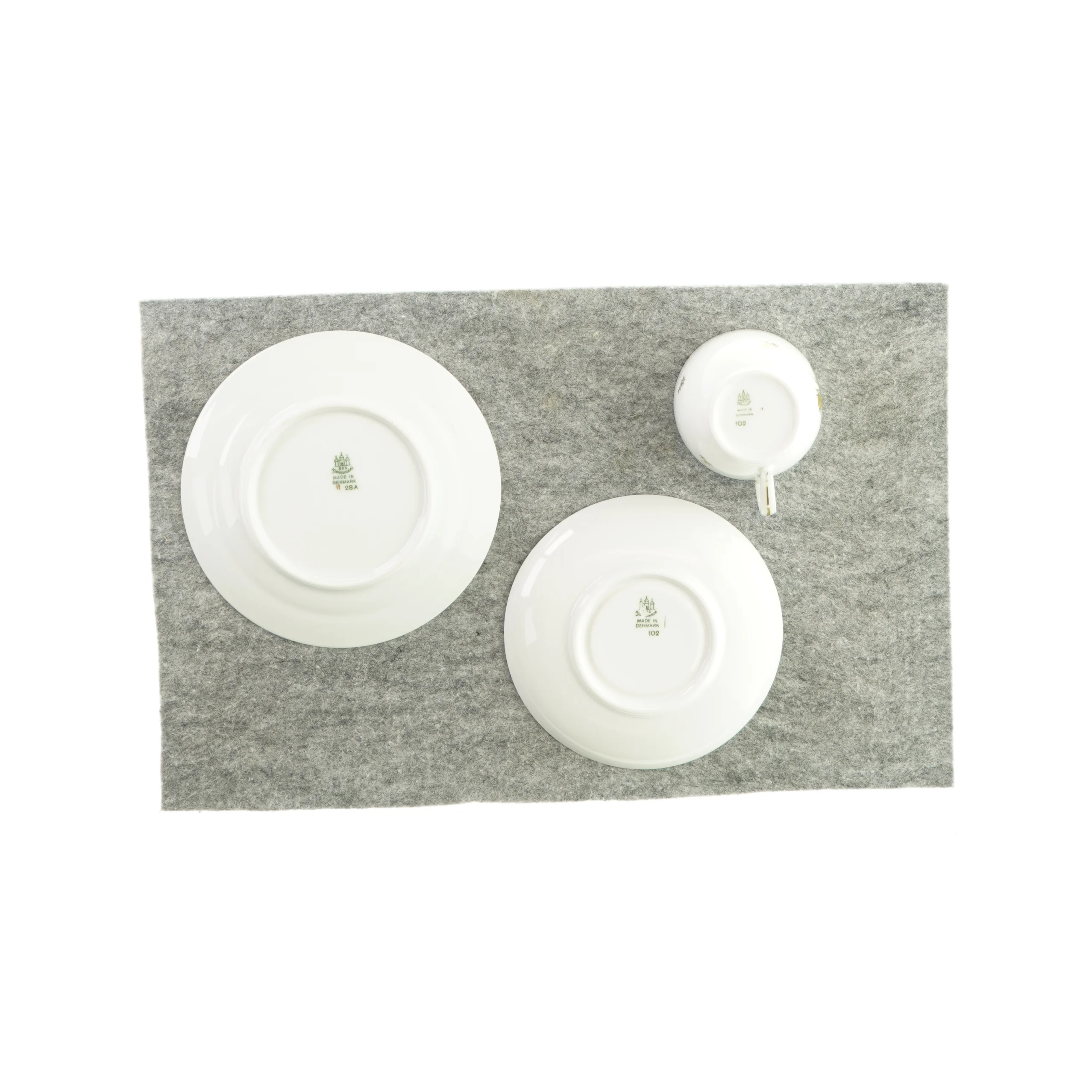 Sæt med kop, underkop og tallerken