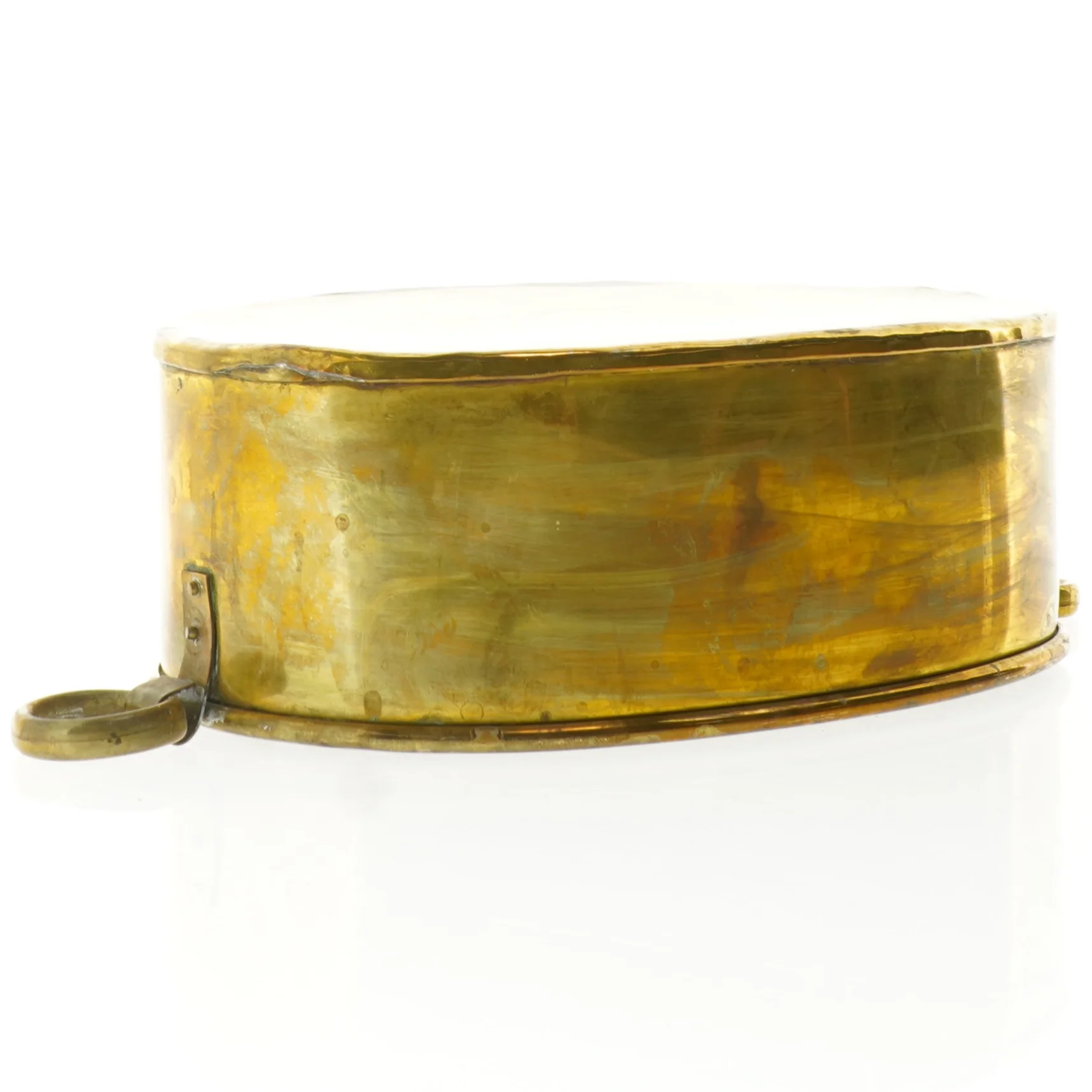 Messingbakke med ringhåndtag (str. 26 x 17 x 9 cm)