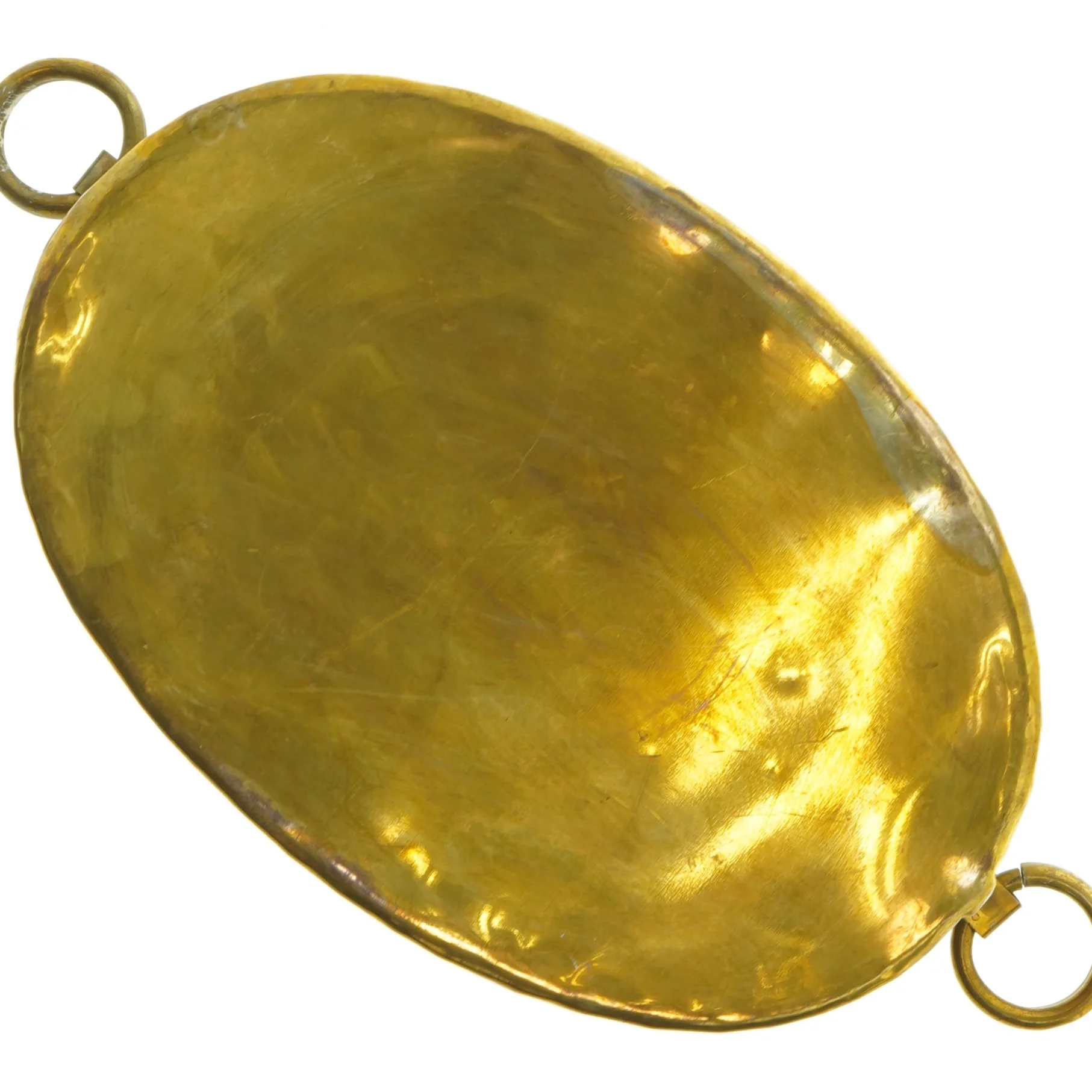 Messingbakke med ringhåndtag (str. 26 x 17 x 9 cm)