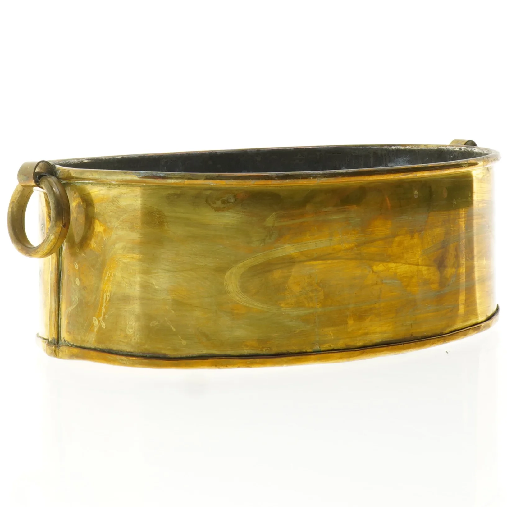 Messingbakke med ringhåndtag (str. 26 x 17 x 9 cm)