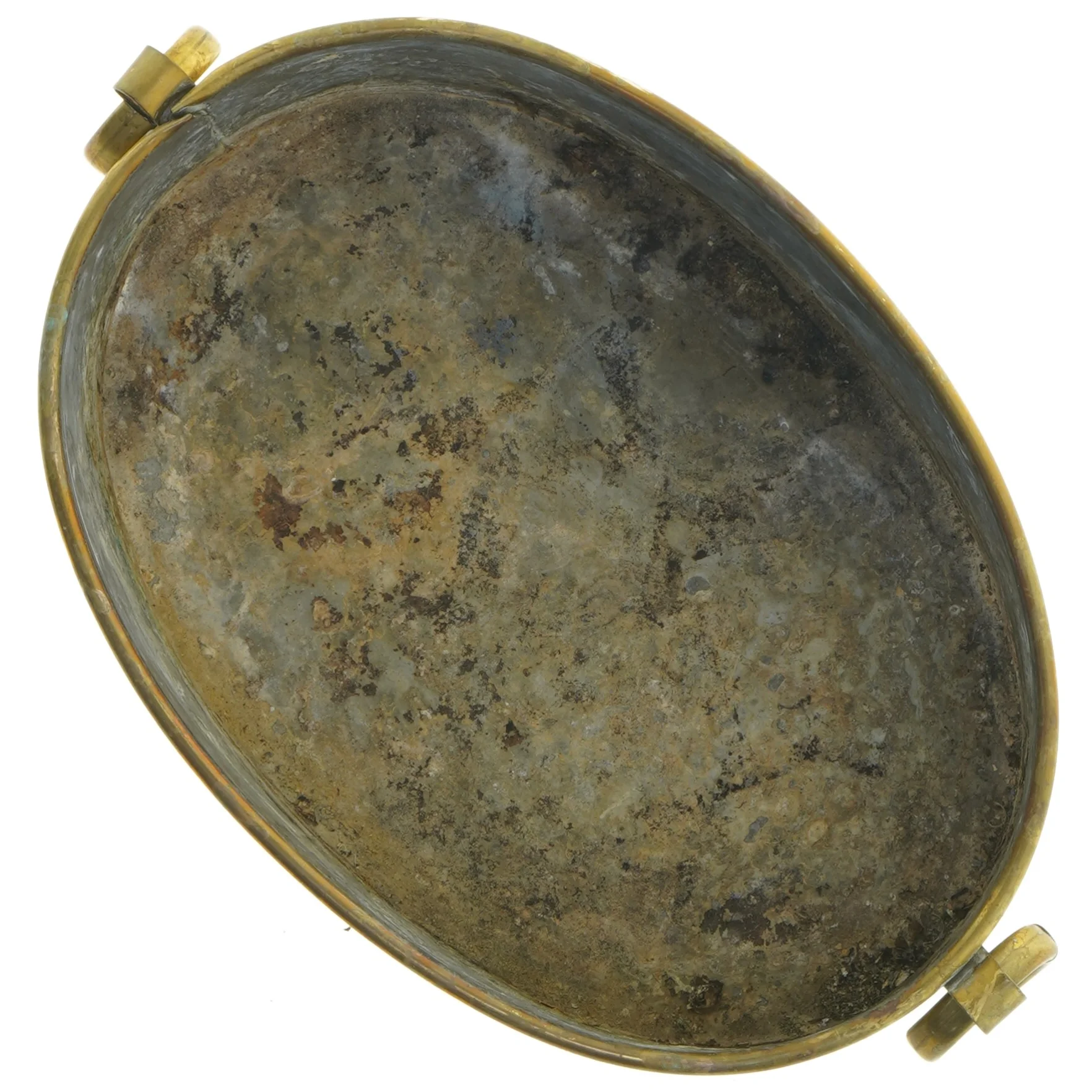 Messingbakke med ringhåndtag (str. 26 x 17 x 9 cm)