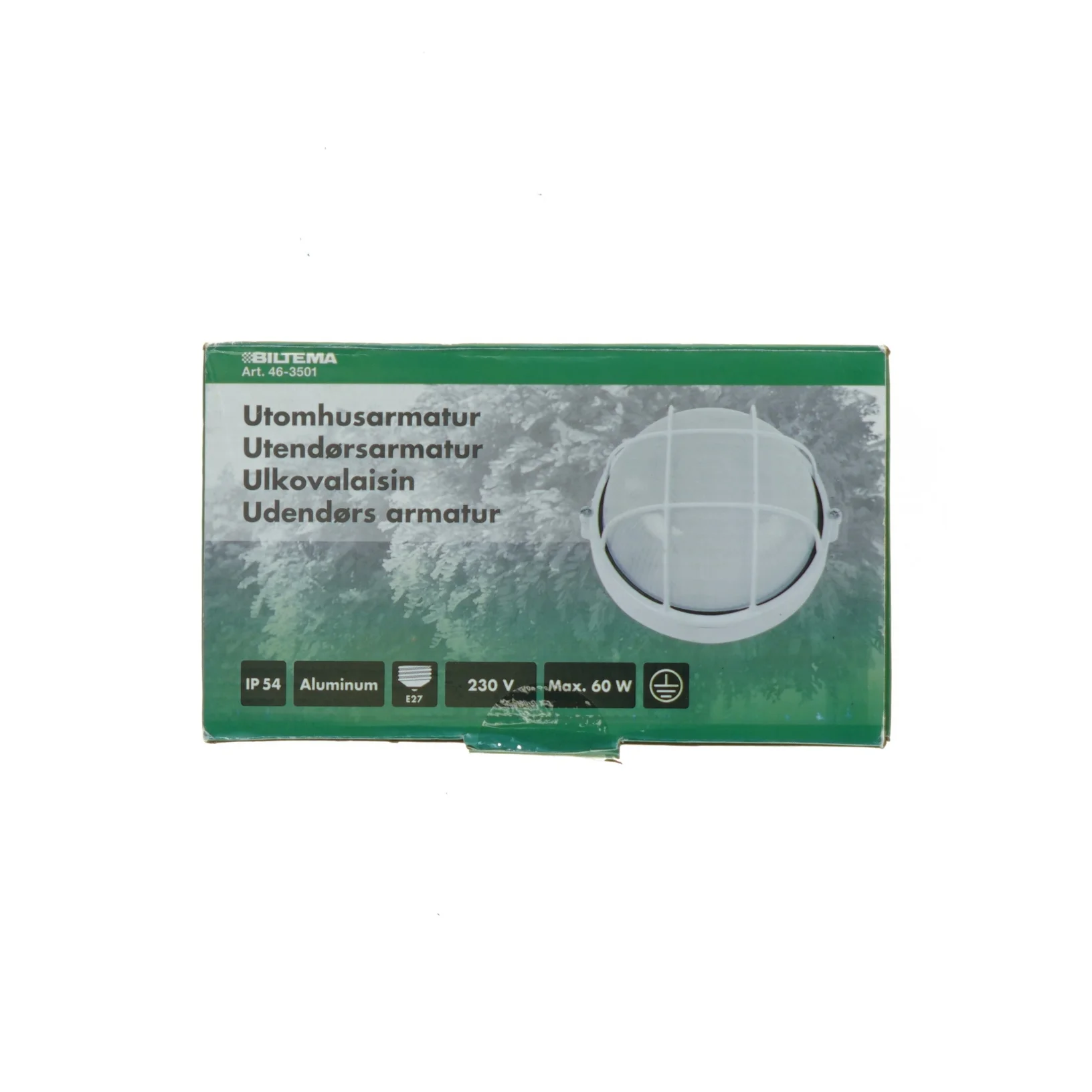 Udendørs væglampe fra Biltema (str. 18 x 18 cm)