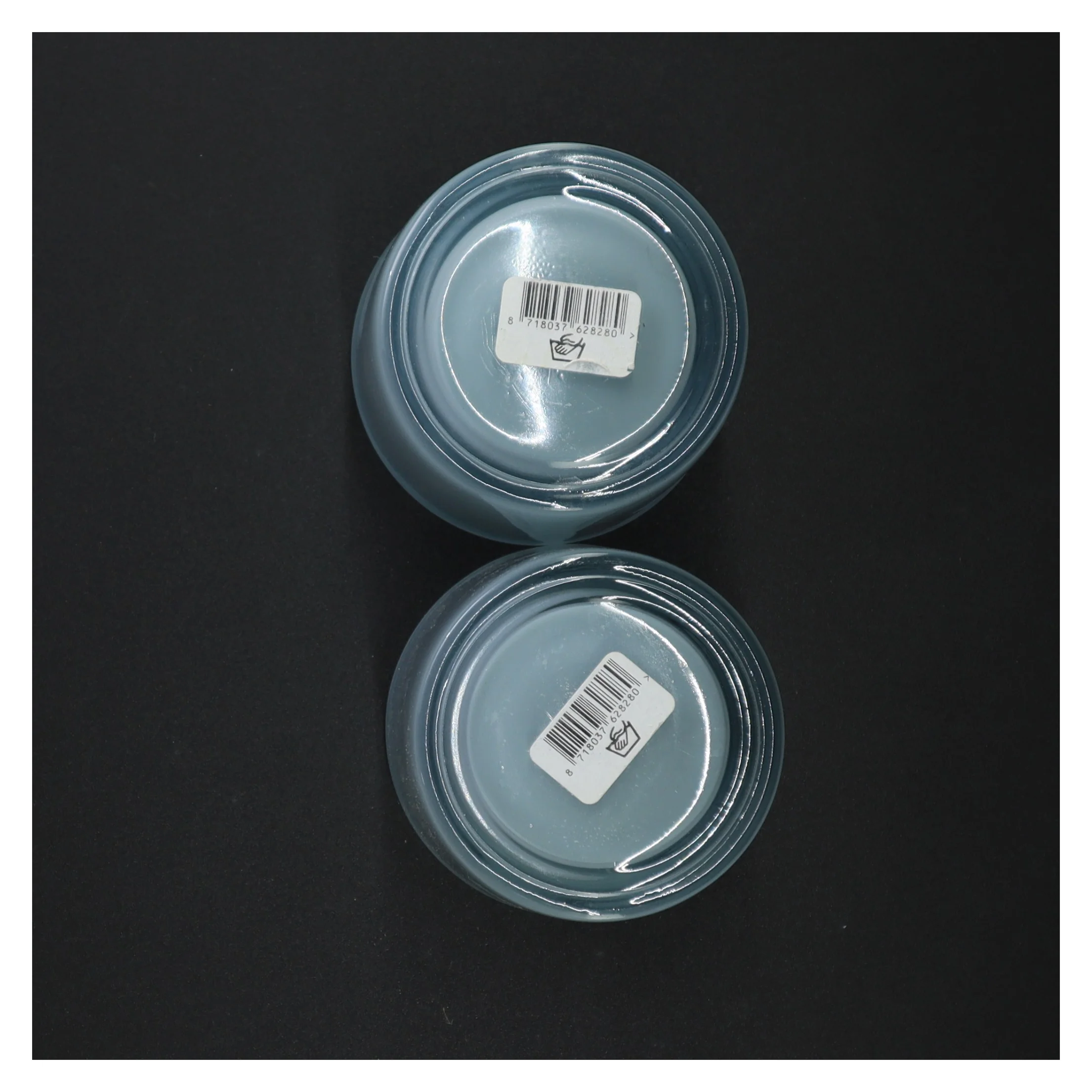 Lysestager i blåt glas (str. 8 x 9 cm)