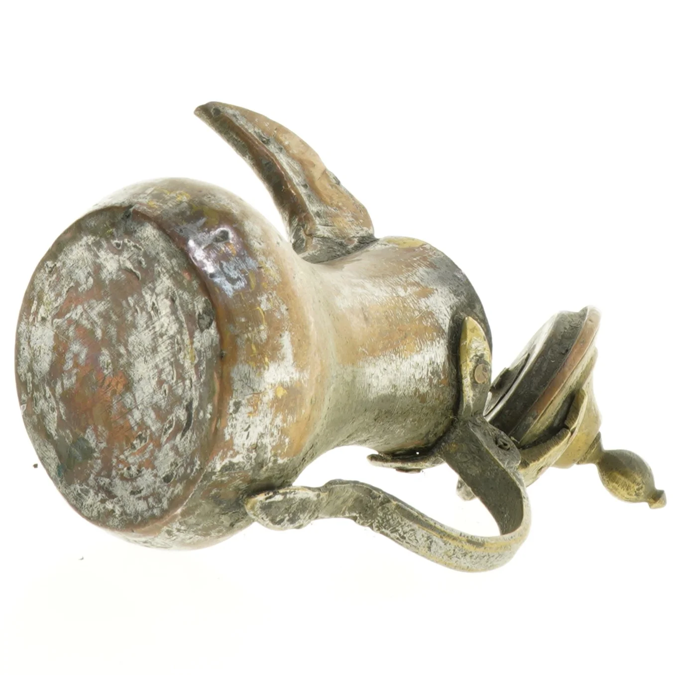 Antik kobberkande med låg (str. 16 x 10 x 17 cm)