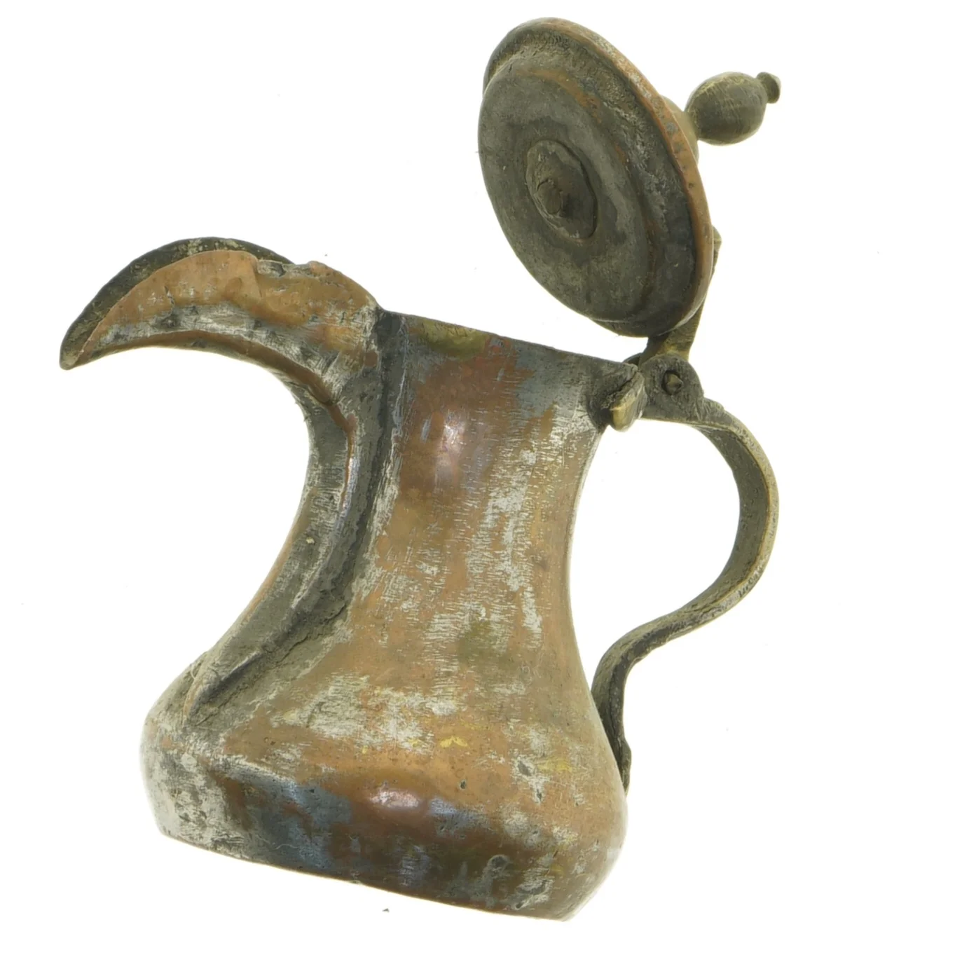 Antik kobberkande med låg (str. 16 x 10 x 17 cm)