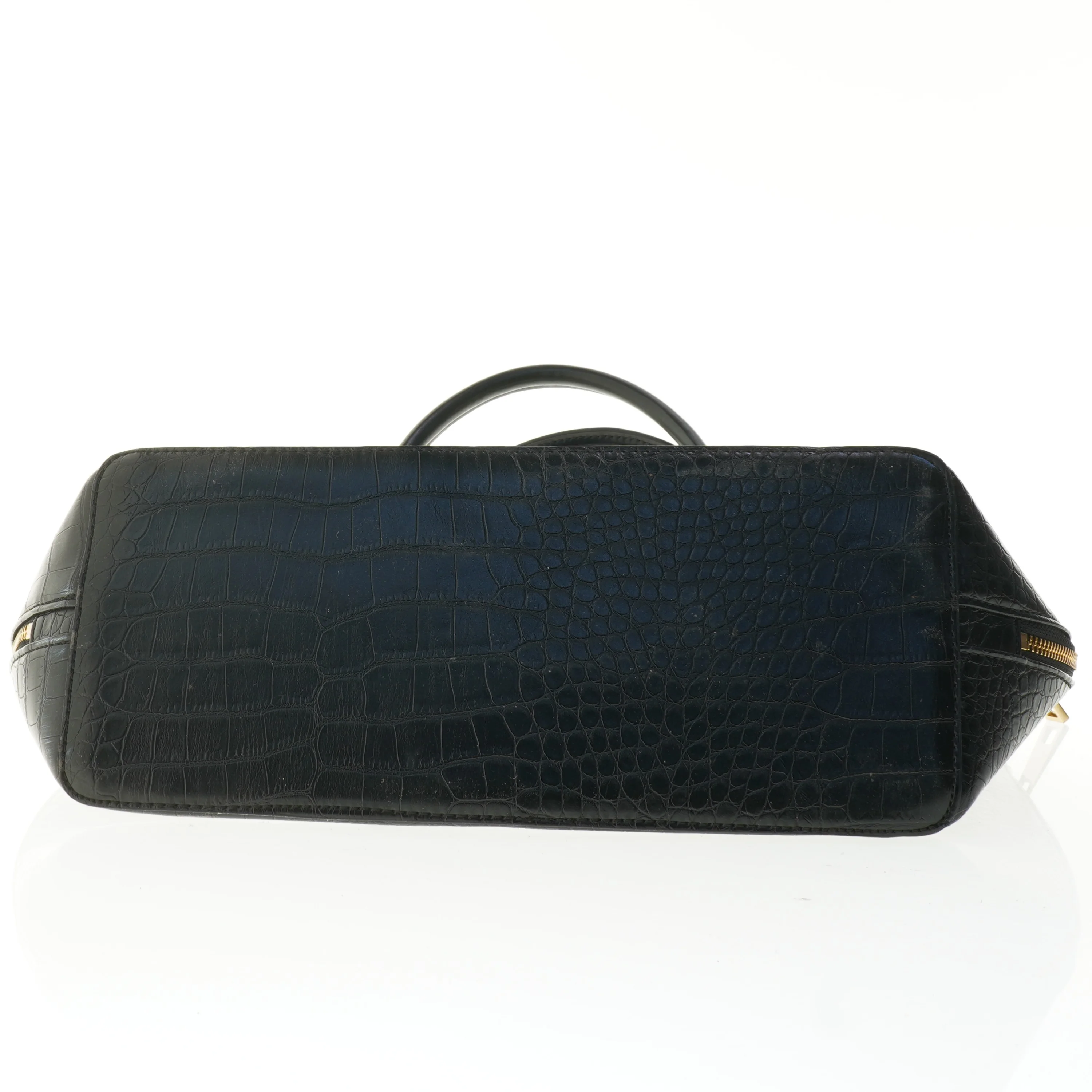 Sort krokodillepræget håndtaske (str. 43 x 29 x 14 cm)