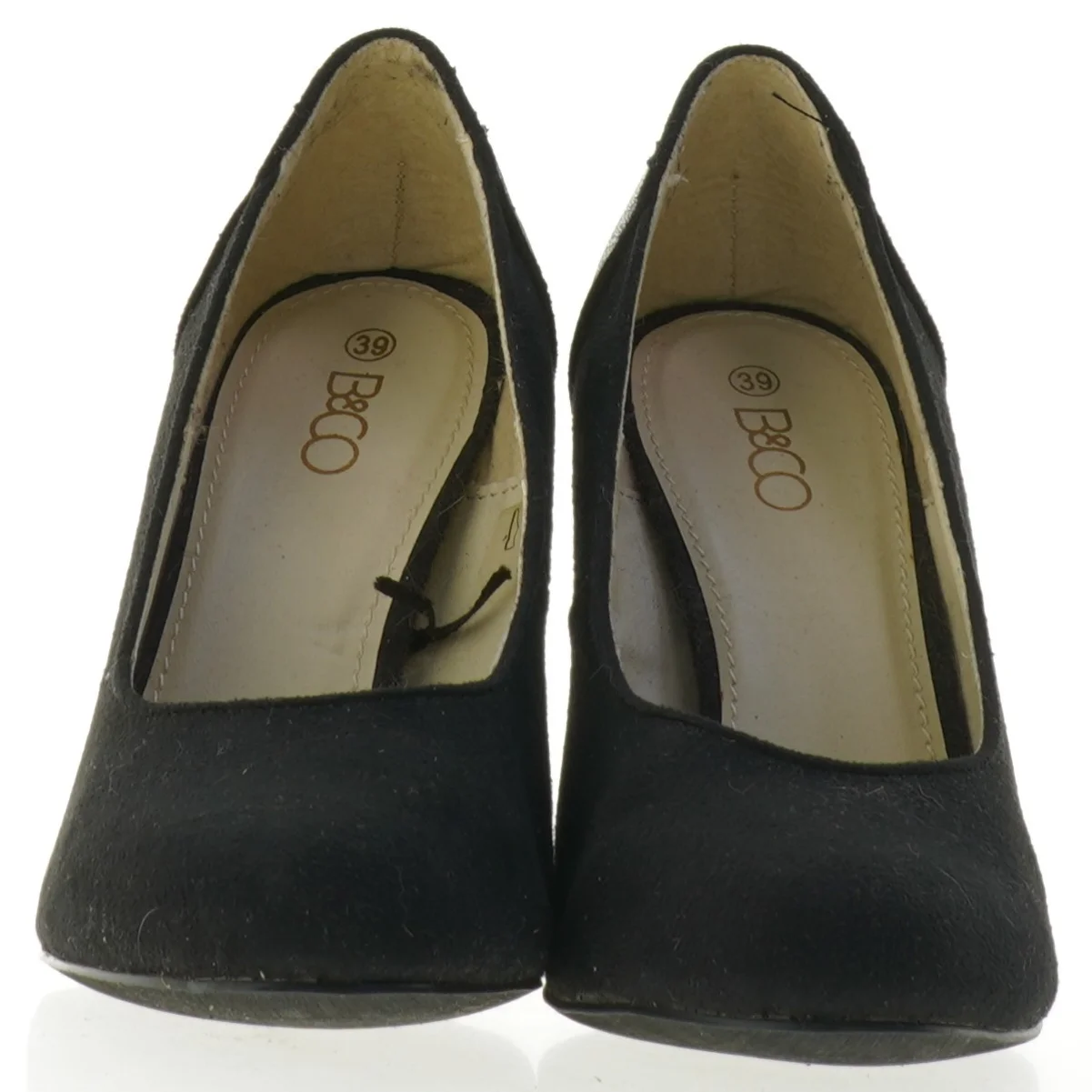 Sorte højhælede sko med glimmerspids fra B&CO (str. 39)