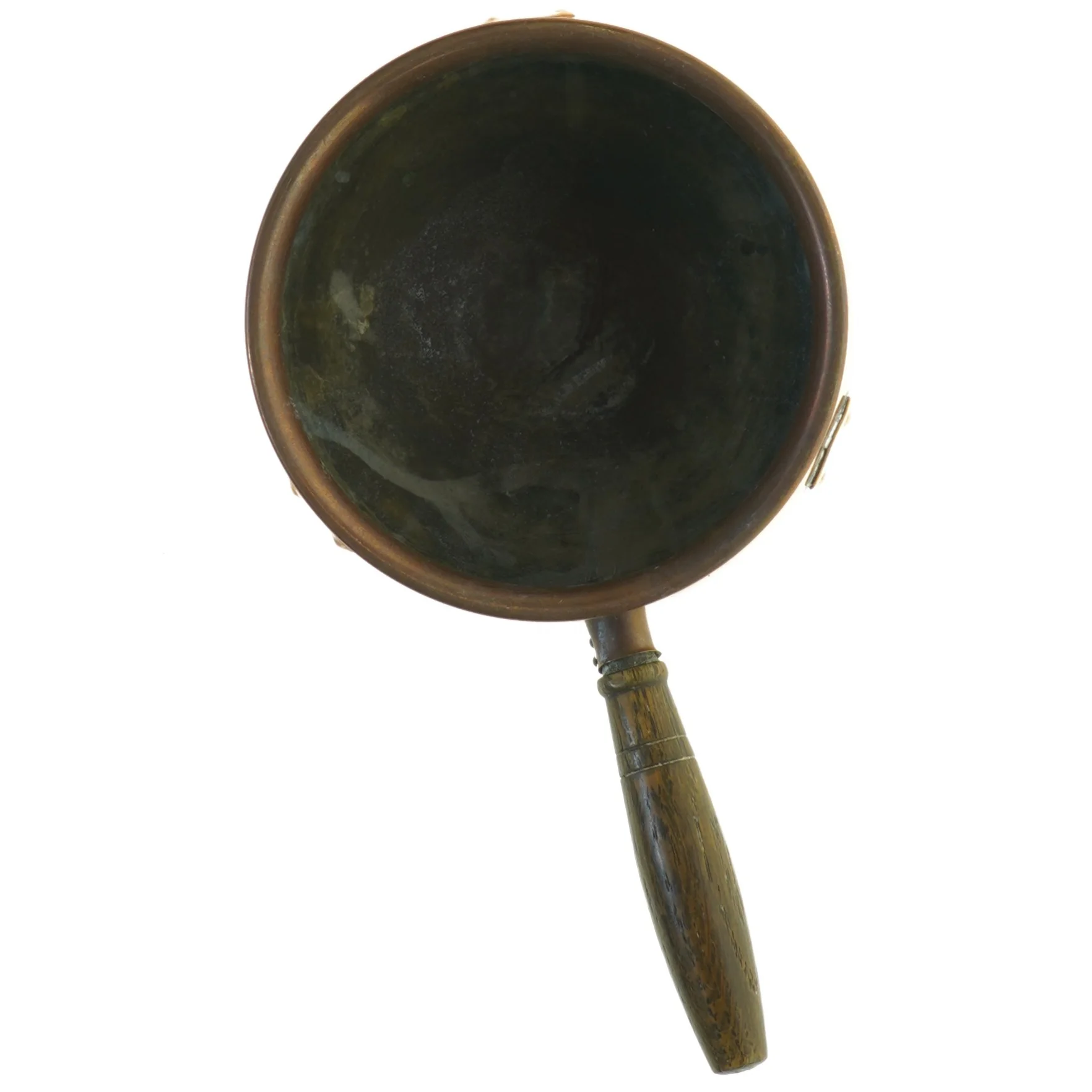 Kobberkedel med træhåndtag (str. 25 x 14 cm)