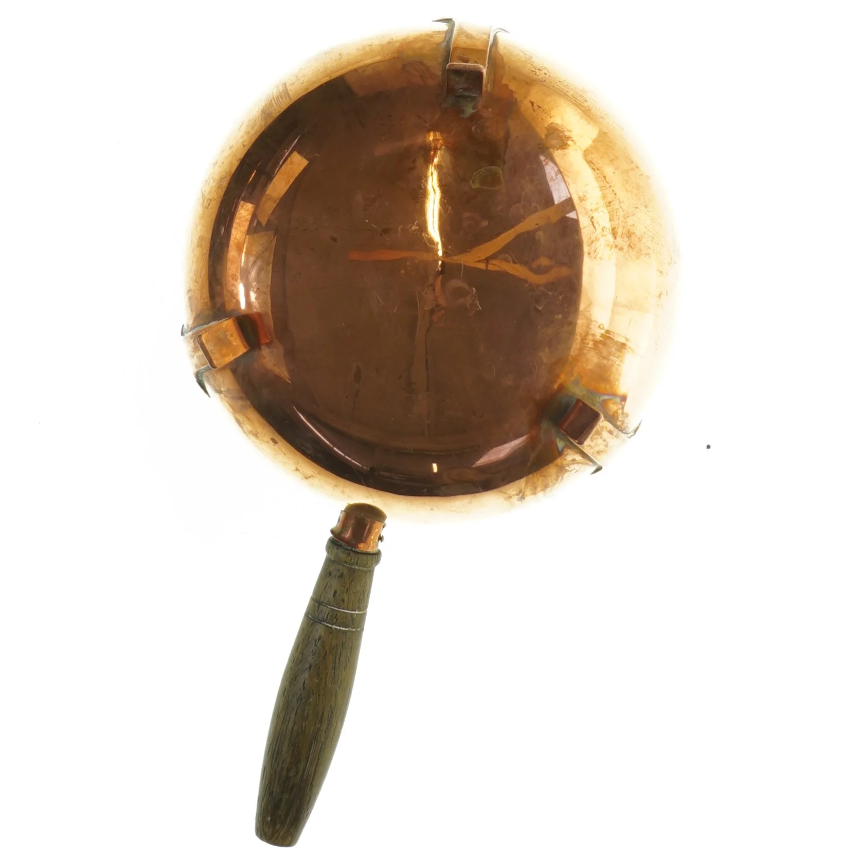 Kobberkedel med træhåndtag (str. 25 x 14 cm)