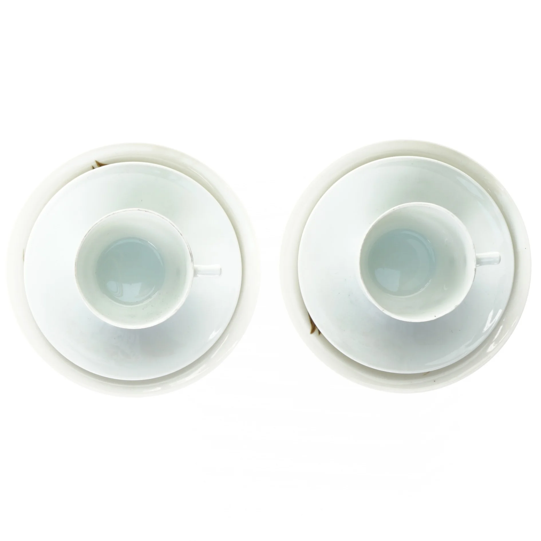 Kaffekopper med underkopper og tallerkener fra Kjøbenhavn Denmark (str. Tallerkenen 16 cm underkop 14 cm kop 7 x 7 cm)