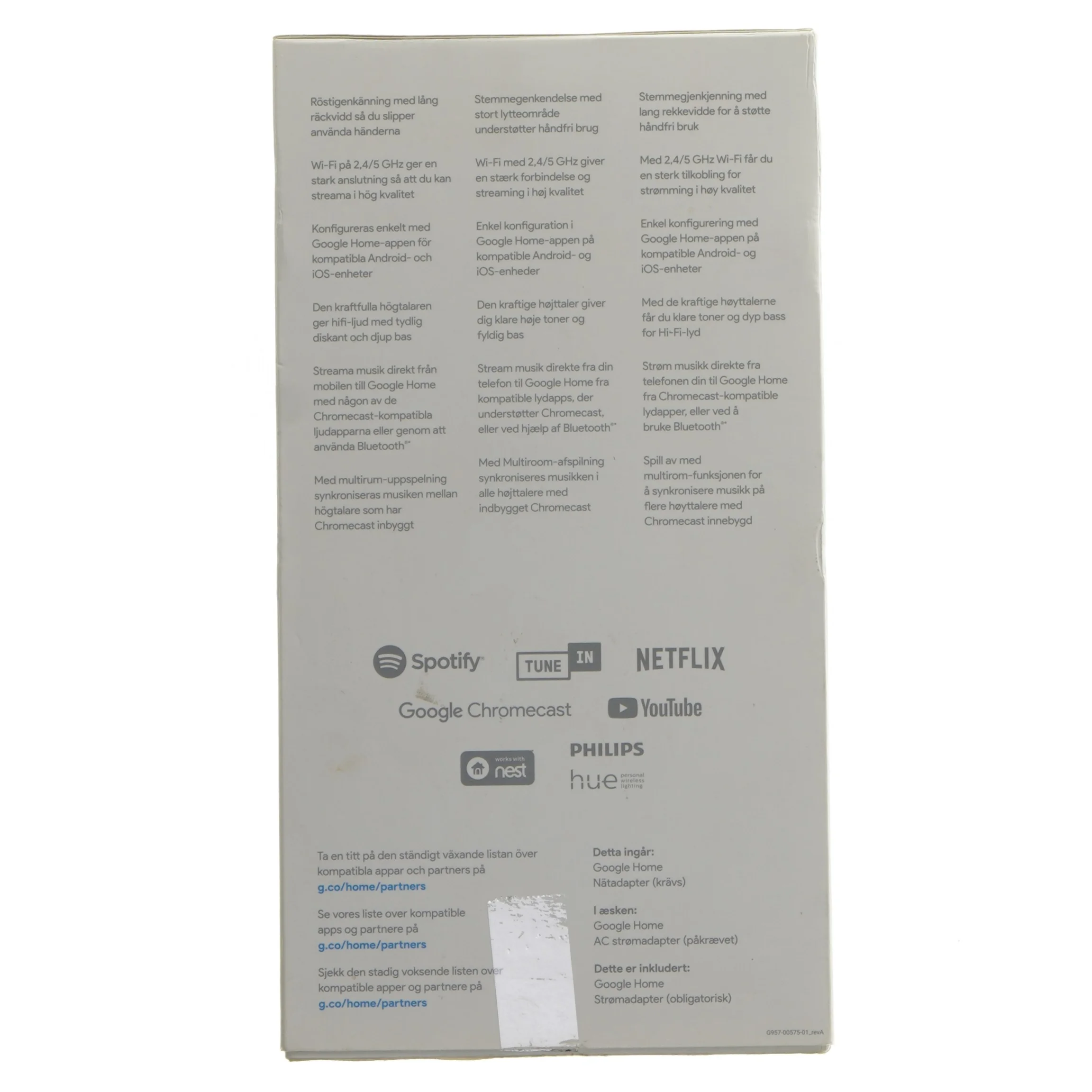 Google Home smart højttaler fra Google (str. 14x9,5 cm)