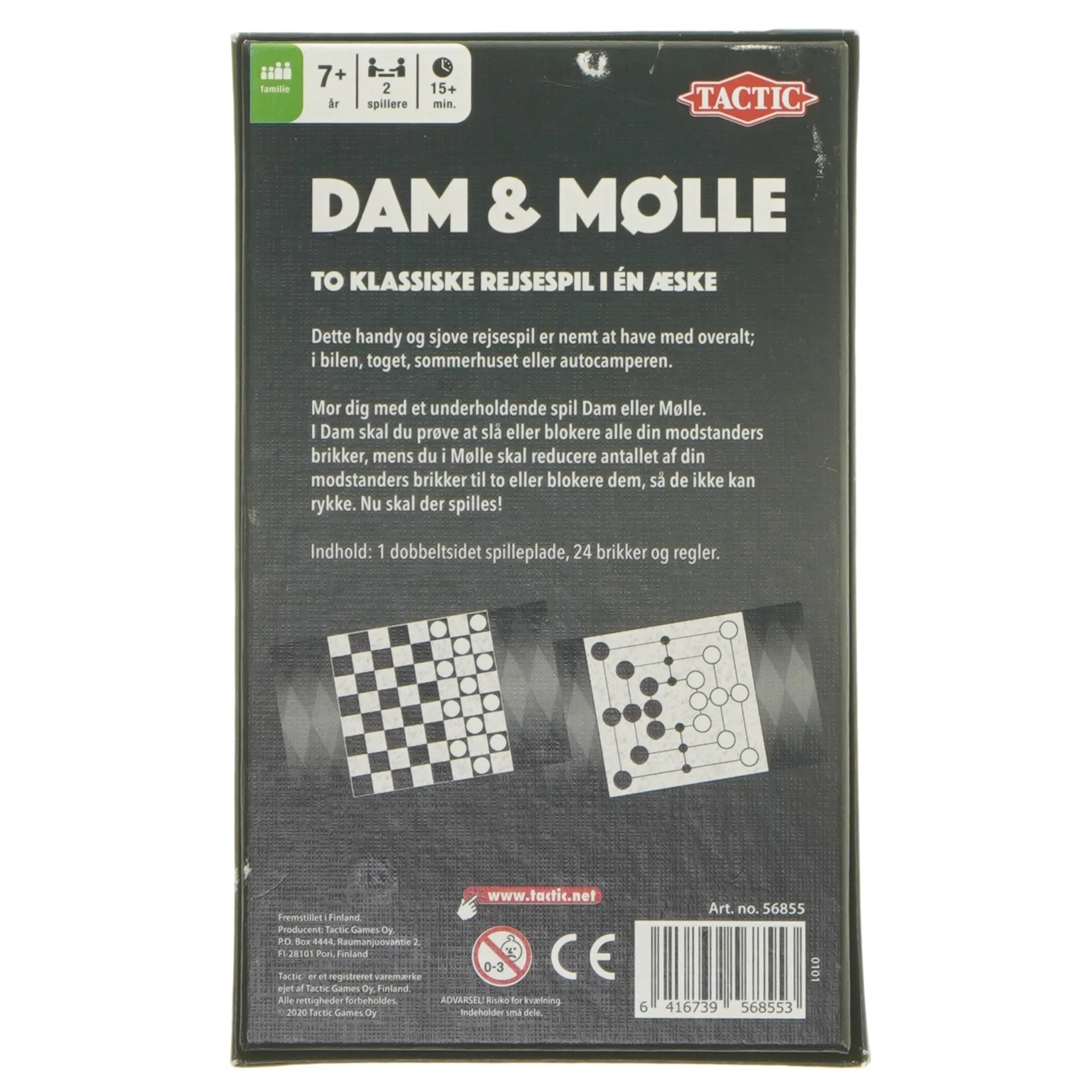 Dam & Mølle rejsespil fra Tactic (str. 18,5x11,5 cm)