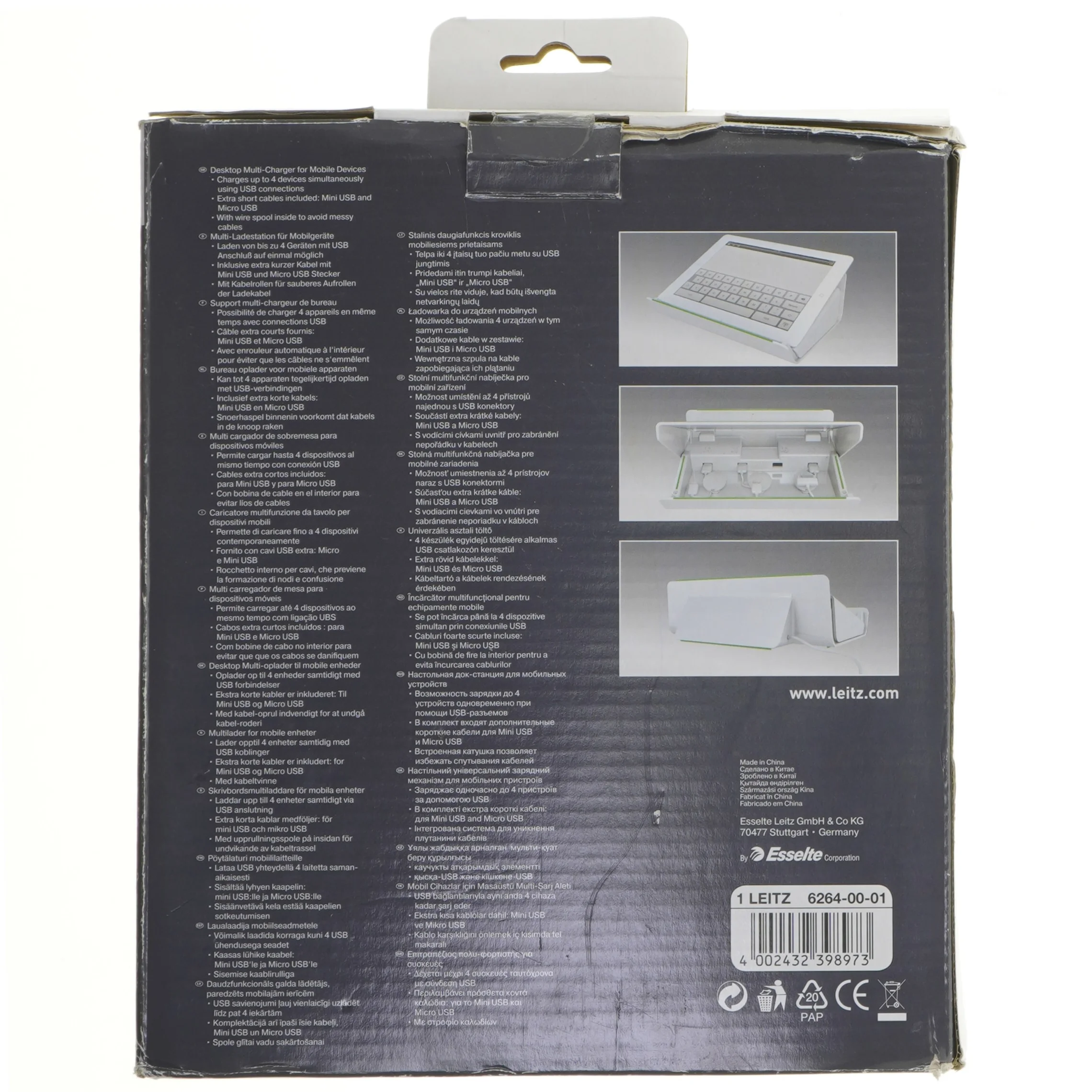 Multilader til mobile enheder fra Leitz (str. 21x25x9 cm)