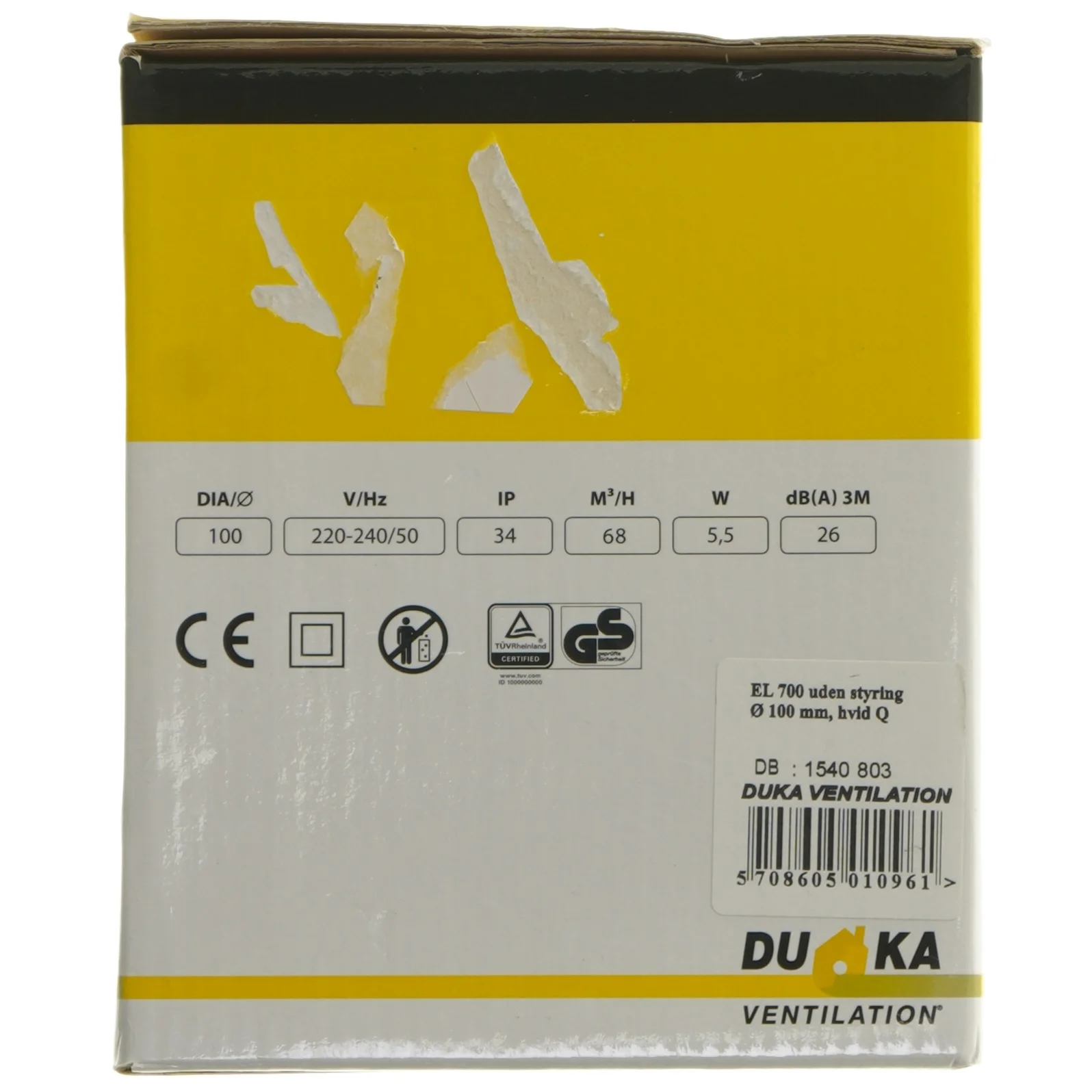 Duka EL 700 badeværelsesventilator (str. 13x14 cm)
