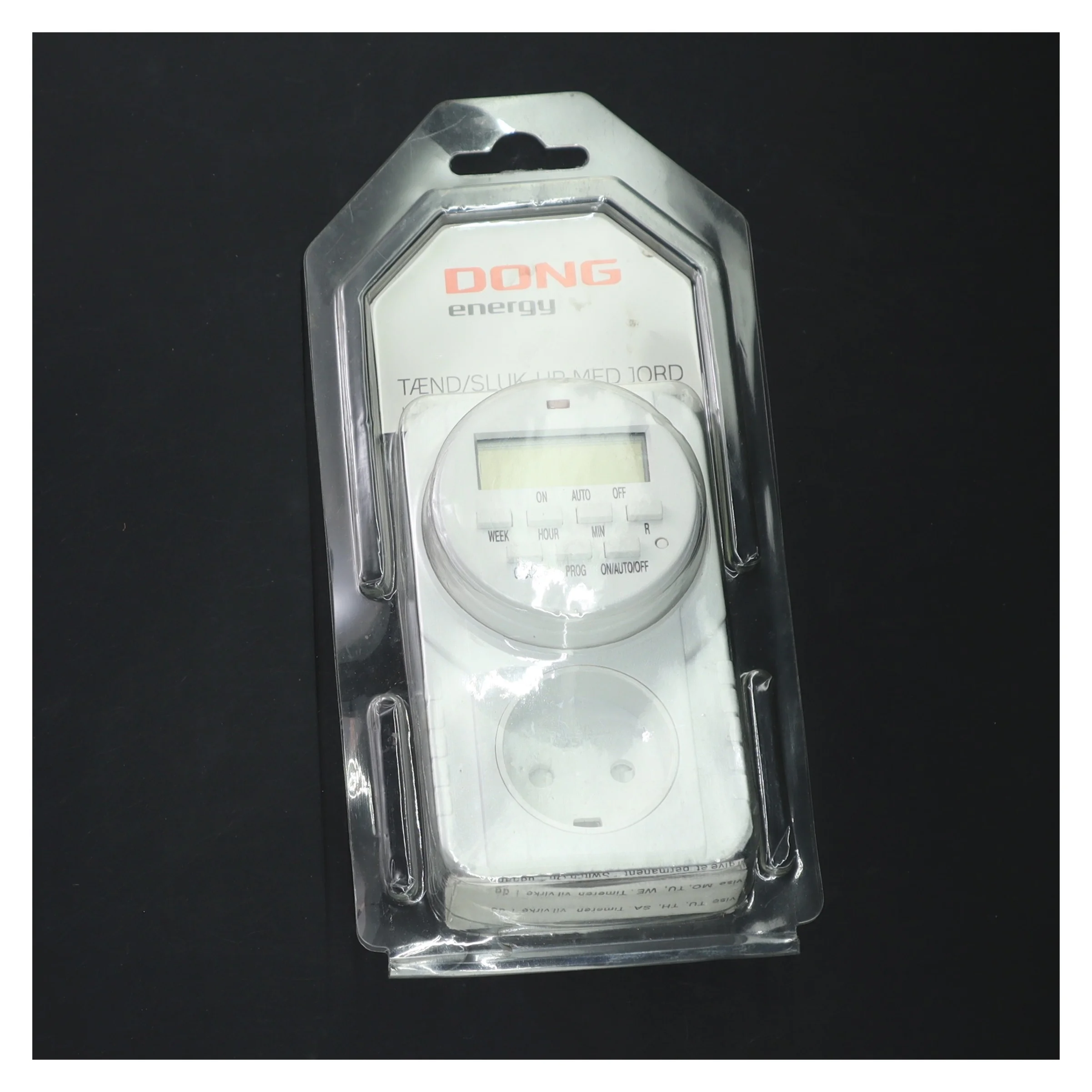 Elektronisk timer til stikkontakt fra Dong Energy (str. 12x7,5 cm)