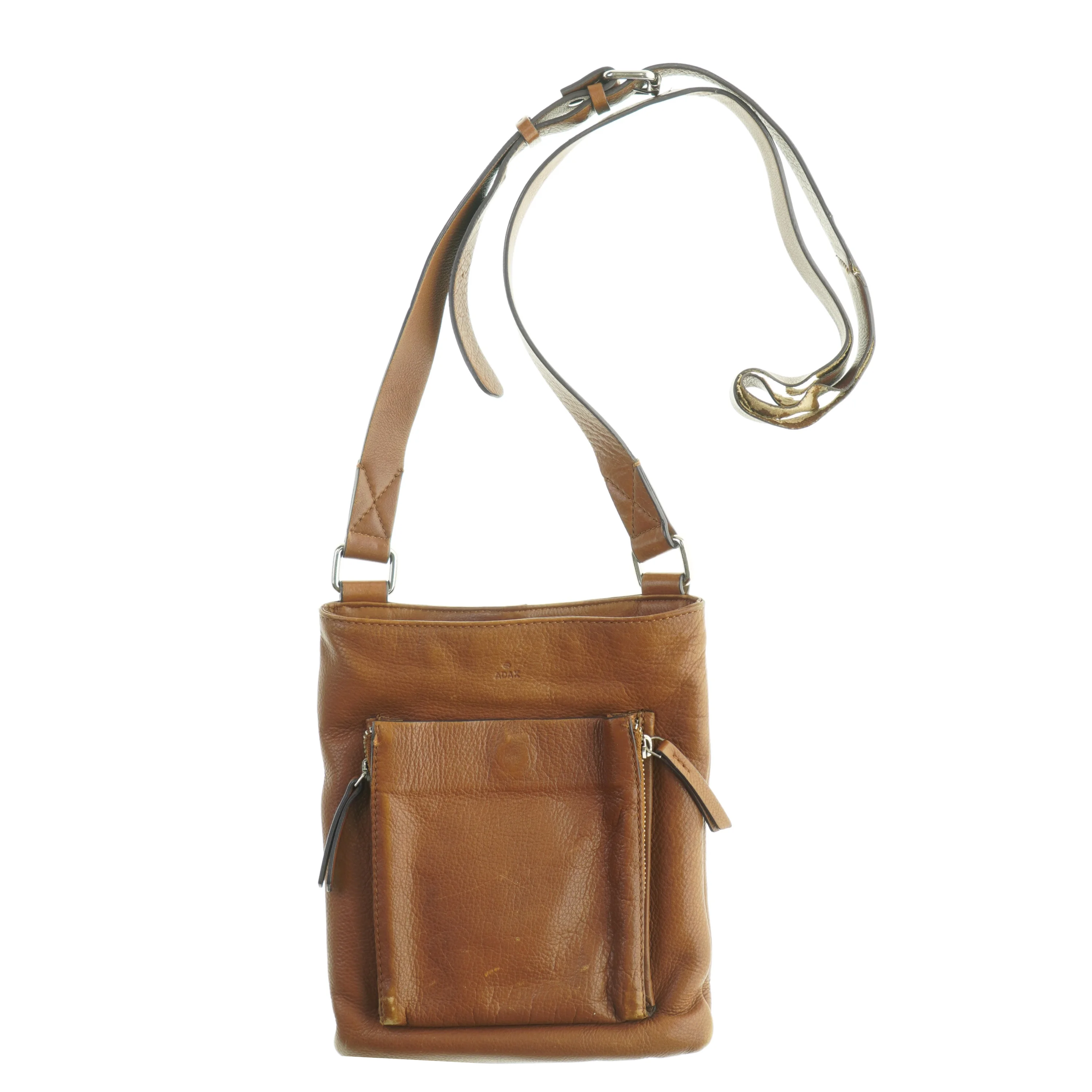 L&aelig;dertaske med skulderrem fra Adax (str. 25 x 20 cm)