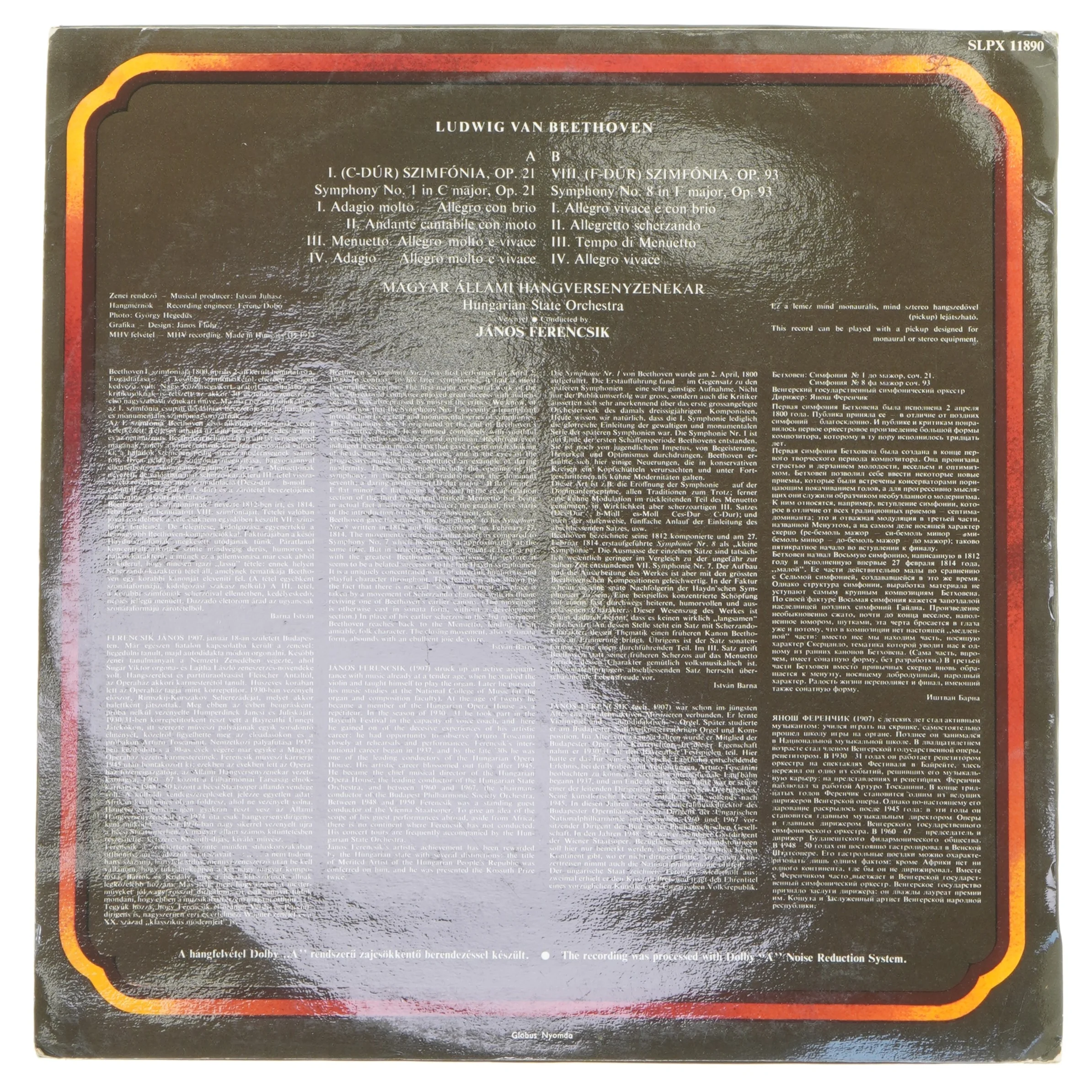 Ludwig Van Beethoven symfonier 1-8 LP fra Hungaroton