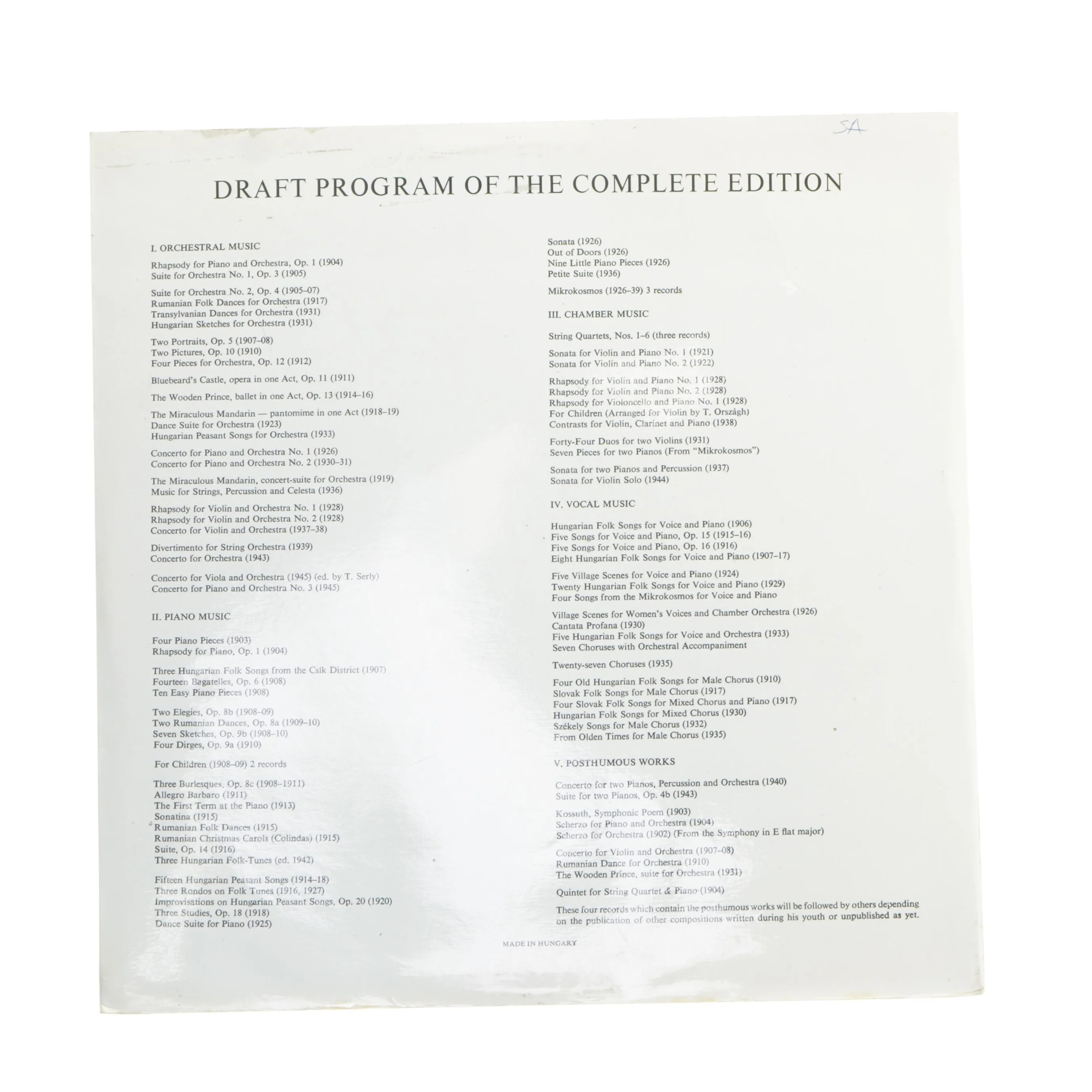 Bartók Béla LP Complete Edition