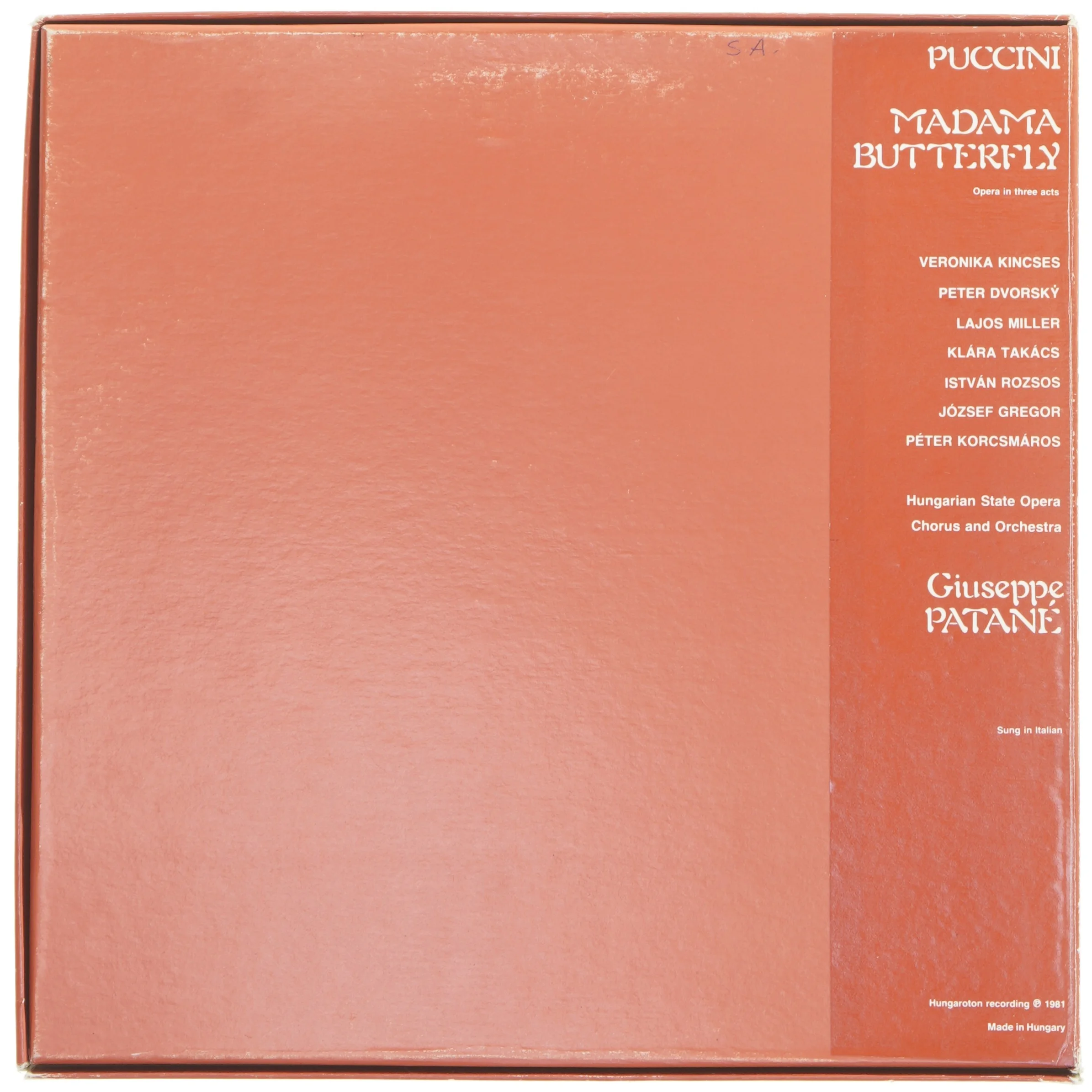 Puccini Madama Butterfly LP box fra Hungaroton