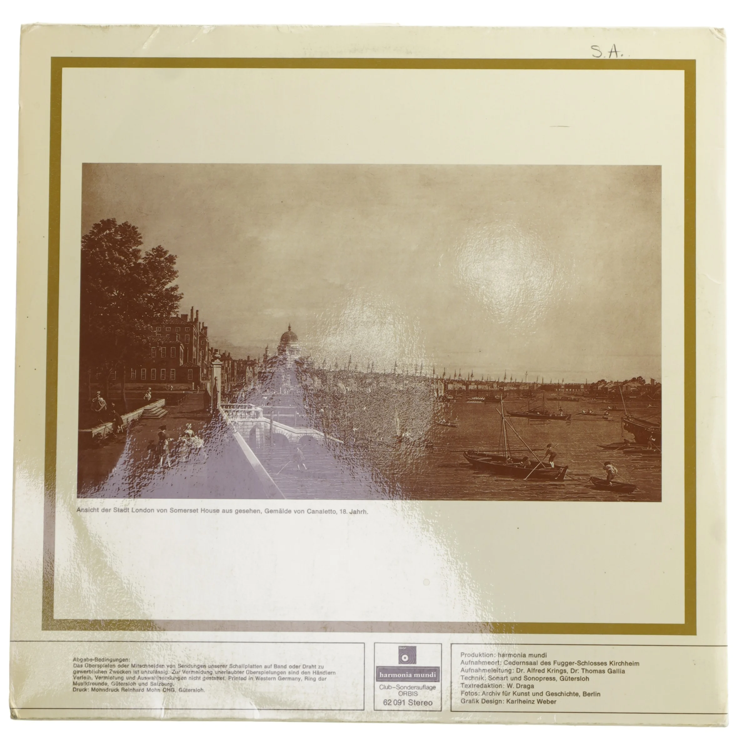 LP Handel Wassermusik Collegium Aureum fra harmonia mundi