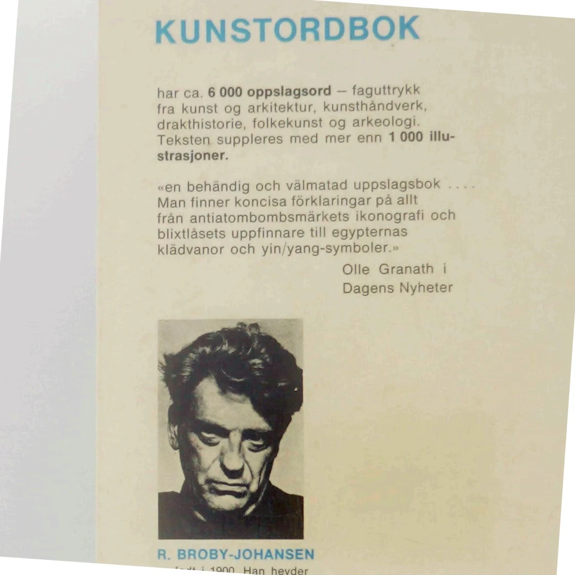 Kunstordbok af R. Broby-Johansen (Bog)