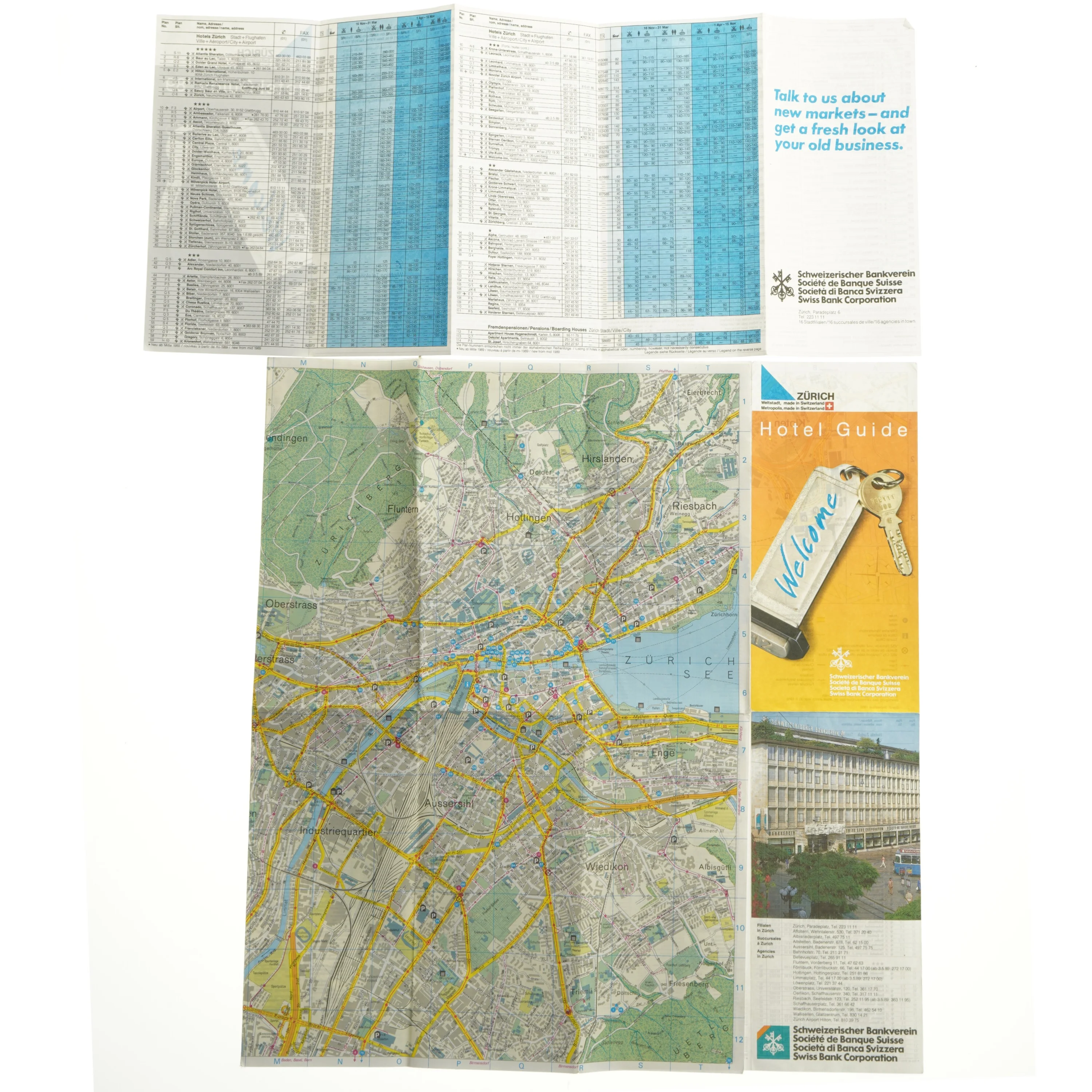 Zürich rejseguides og bykort fra 1989
