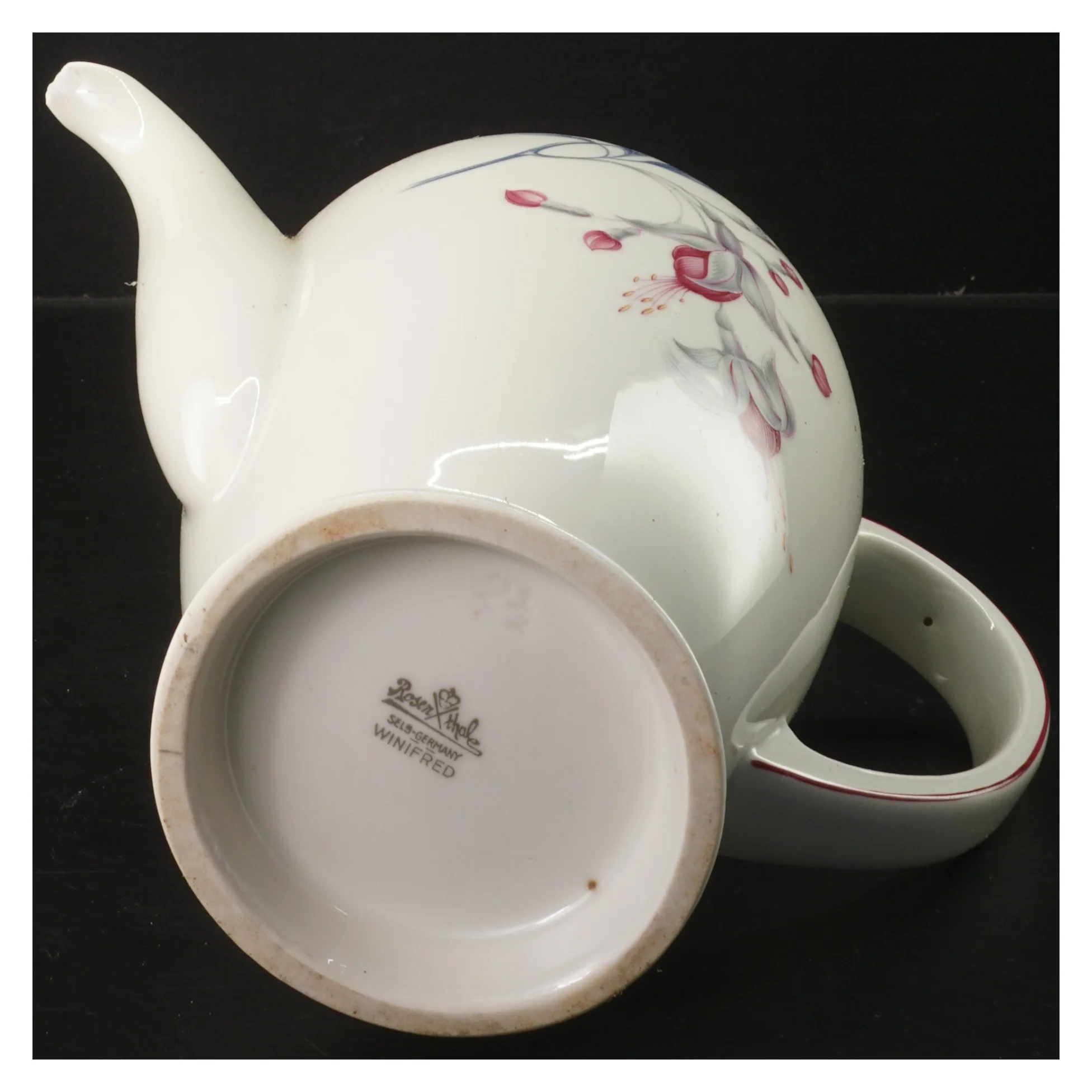 Porcelæns tekande med blomstermotiv fra Rosenthal (str. 20 cm)