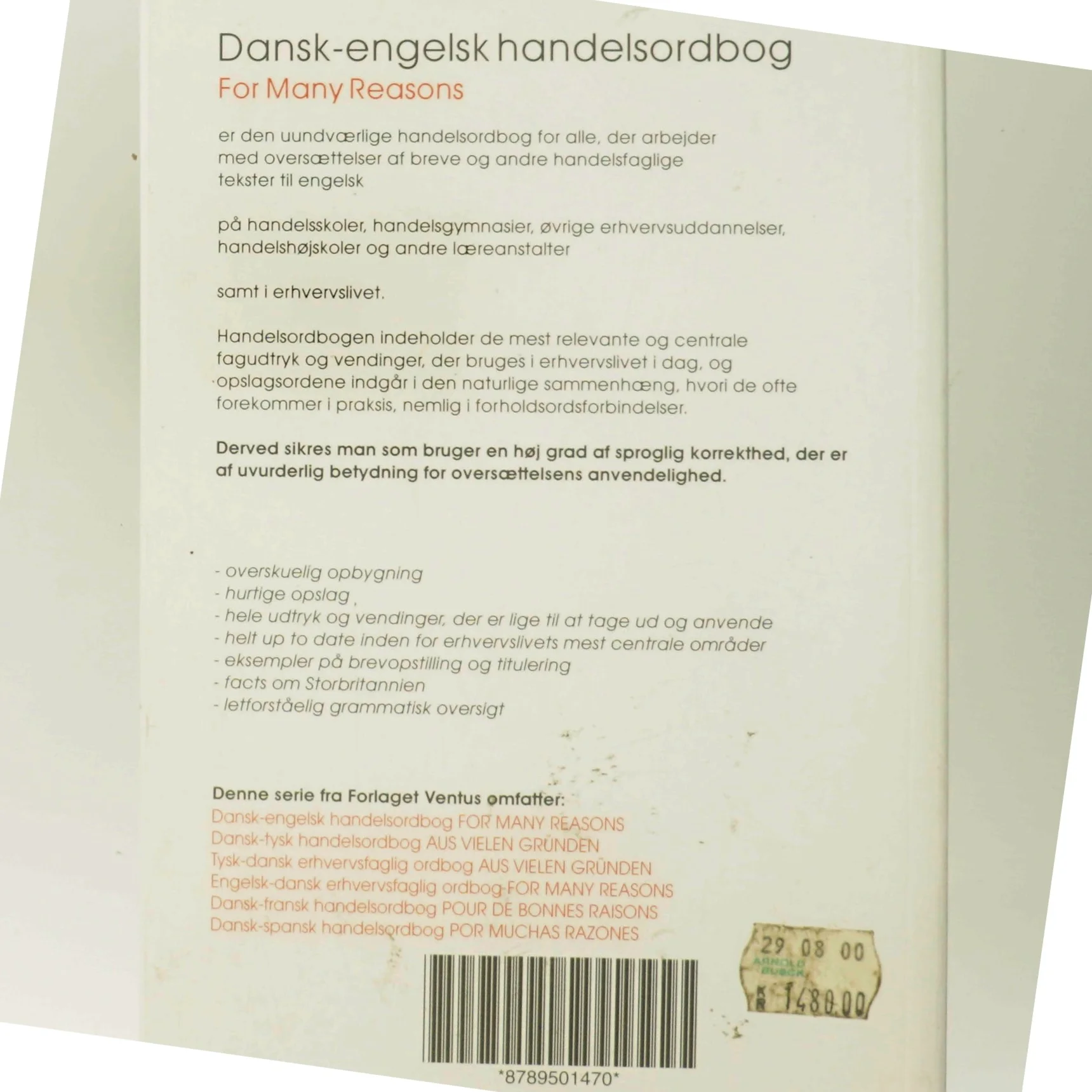 Dansk-Engelsk handelsordbog fra Forlaget Ventus