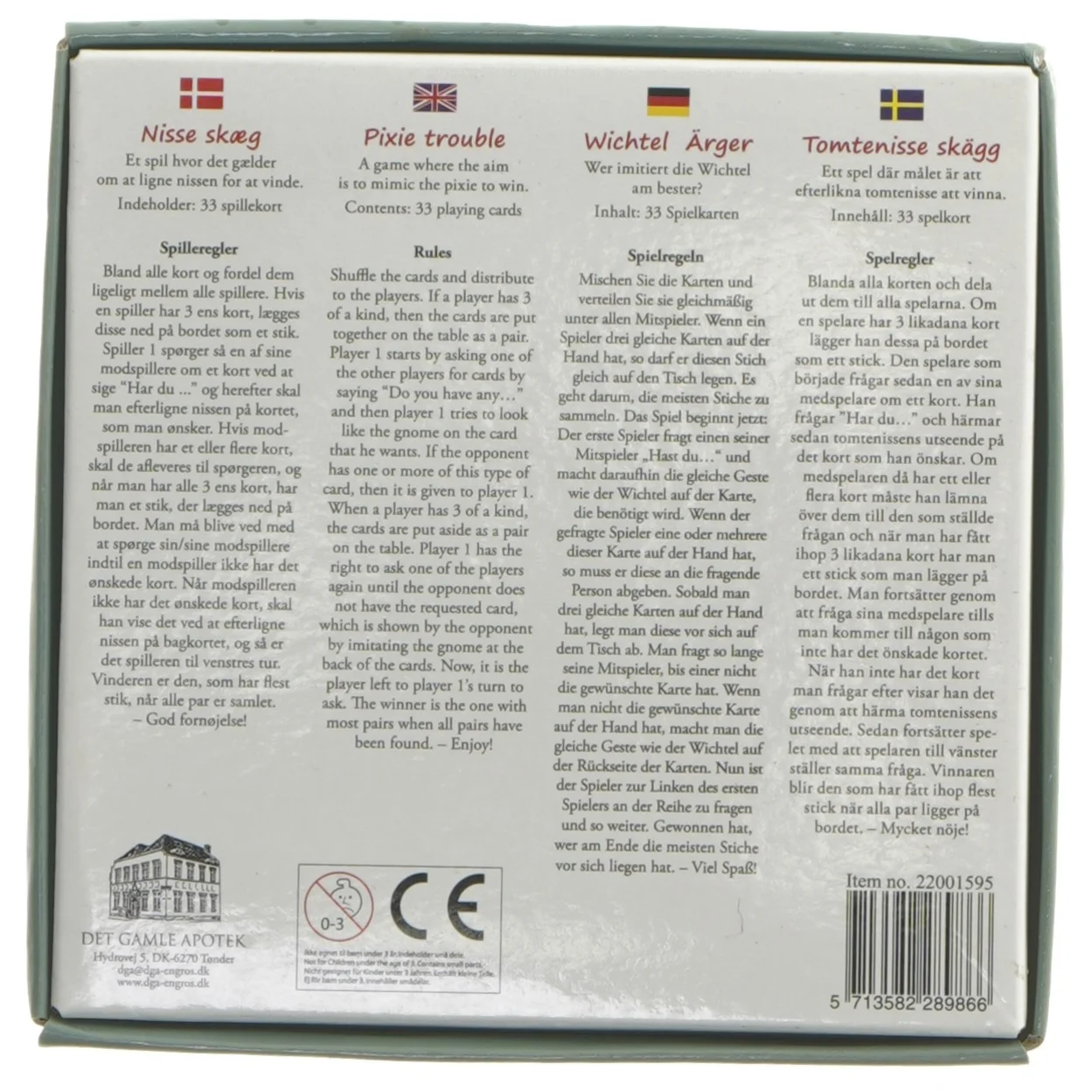 Nisse Skæg kortspil fra Det Gamle Apotek (str. 15x15 cm)