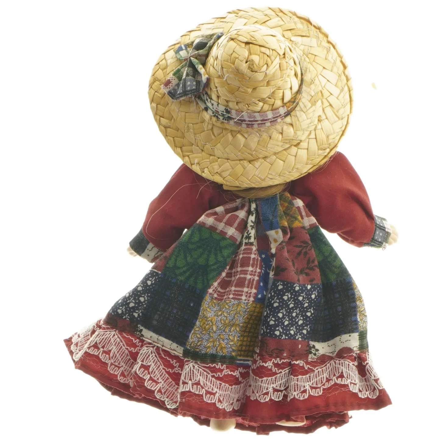 Dukke med stråhat (str. 17,5 cm)