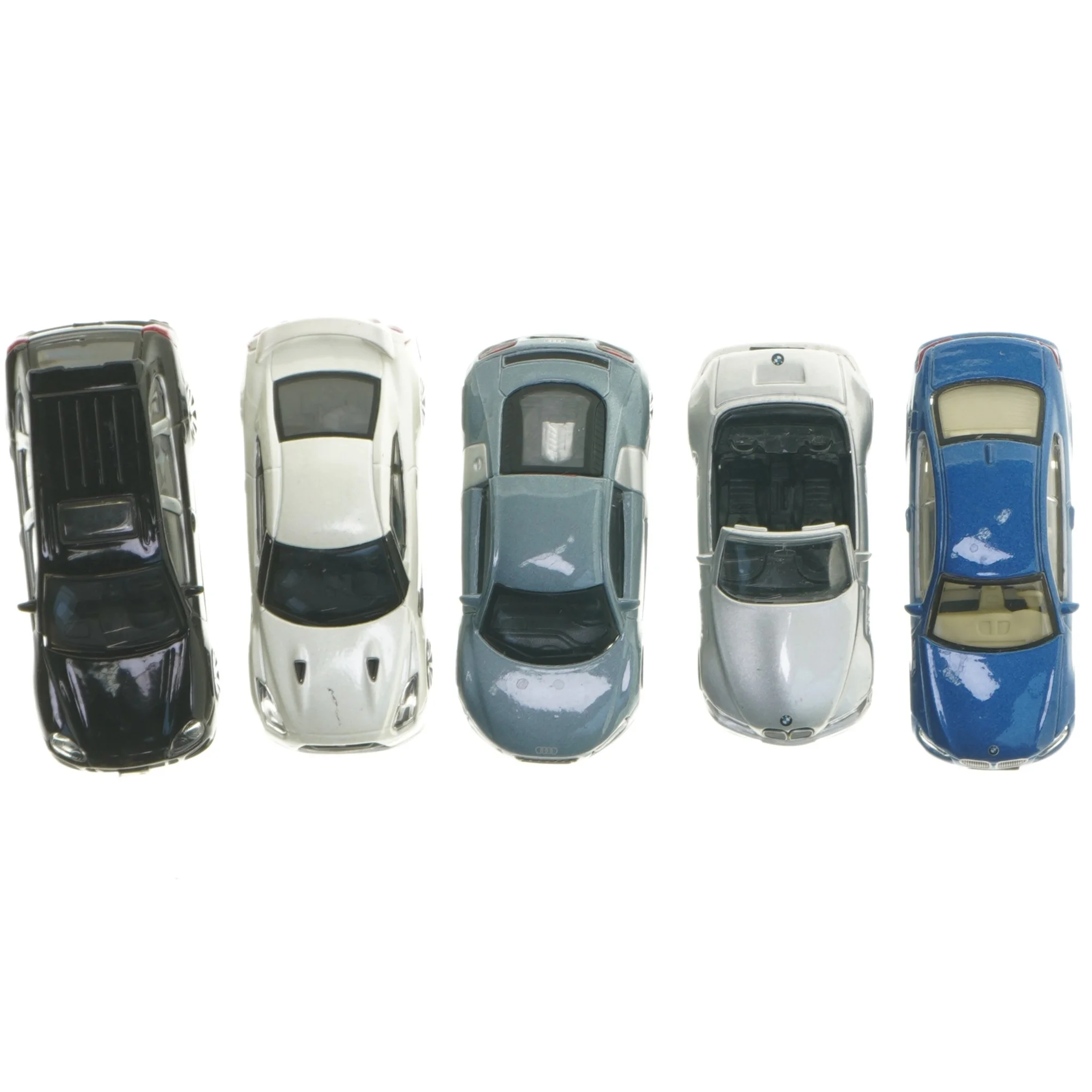 Sæt med fem metal legetøjsbiler (str. ca. 11 cm)