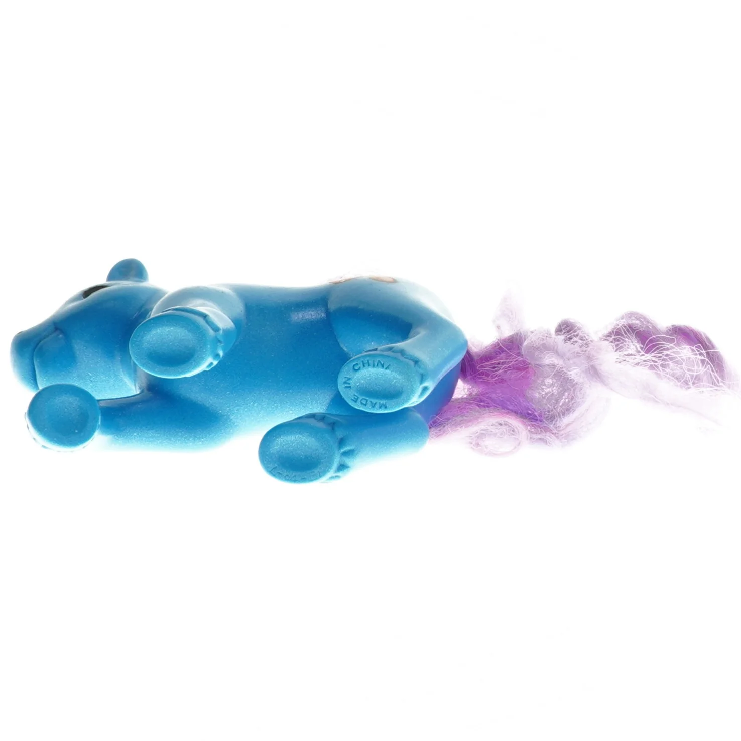 Blå legetøjshest med lilla hår (str. 13 cm)