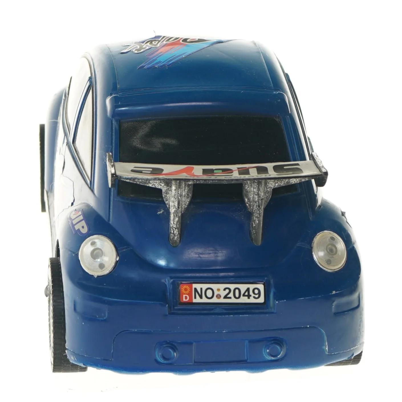 Blå legetøjsbil i racing design (str. 34x15,5 cm)