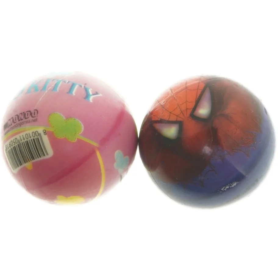 Bouncing balls med Hello Kitty og Spider-Man design (str. Ø 6 cm)