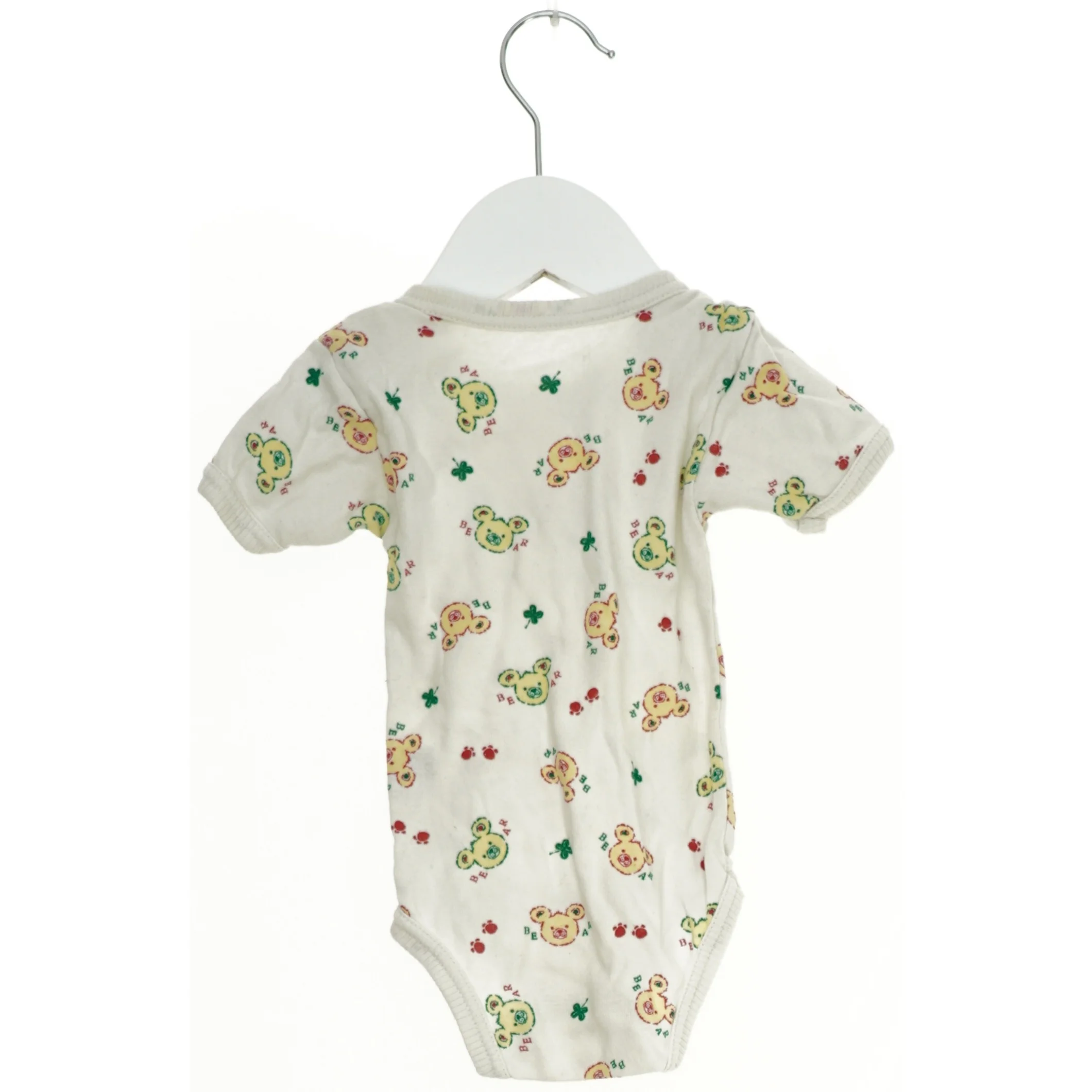 Baby bodystocking med kort ærmer og bamseprint (str. 74)