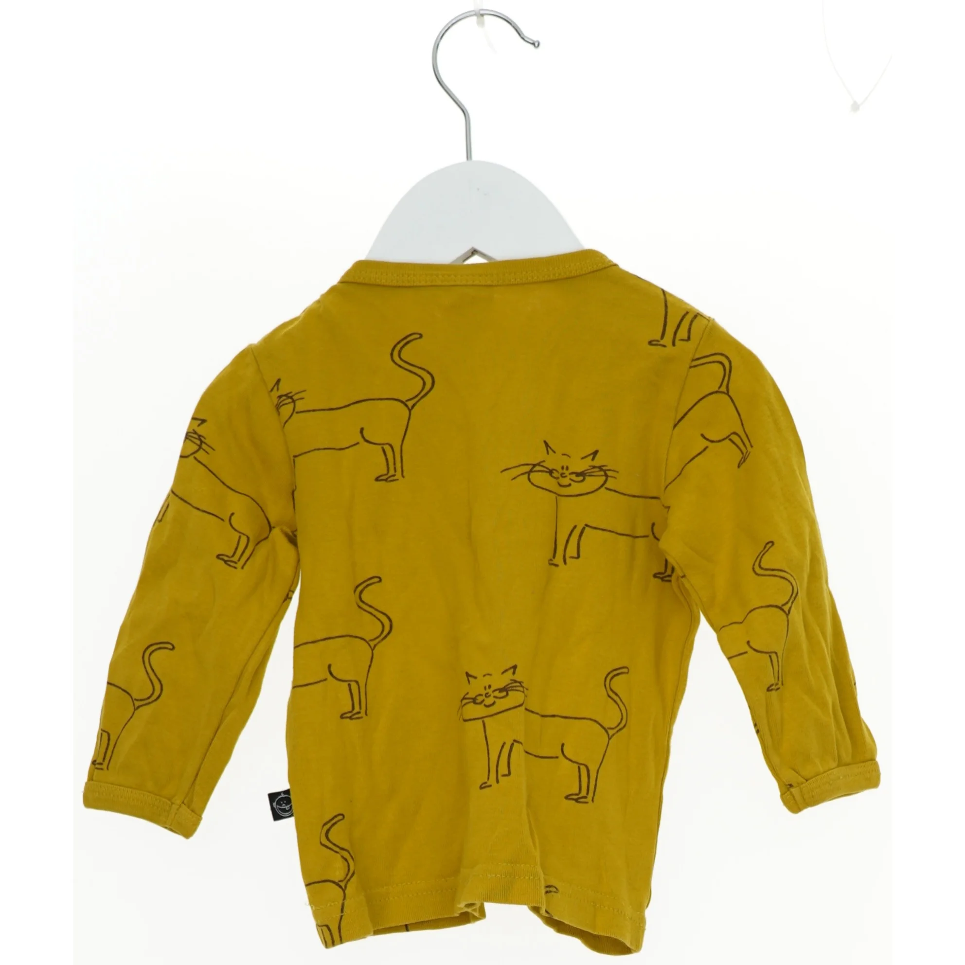 Langærmet bluse med kattemønster (str. 74)