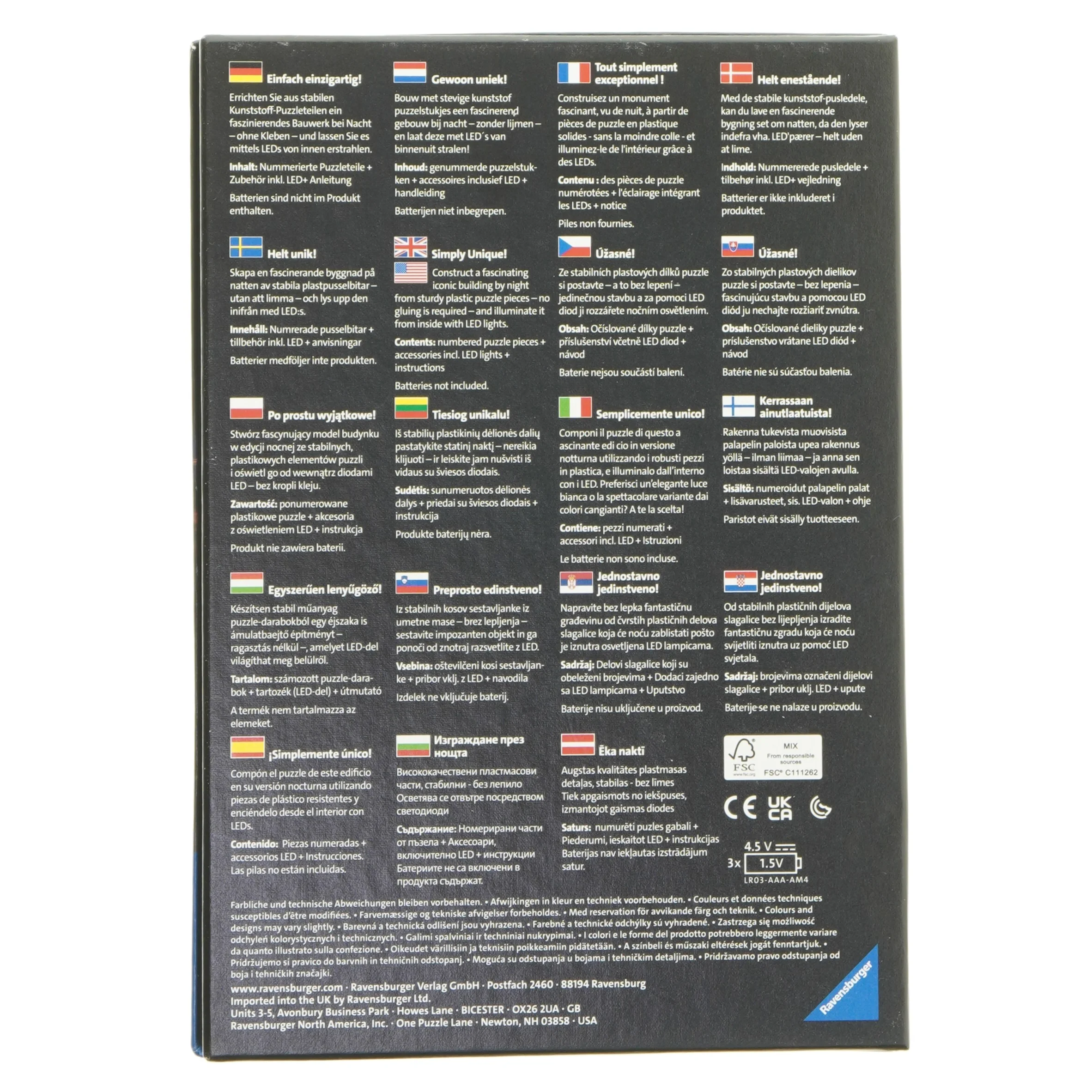 Ravensburger 3D Puzzle Big Ben Night Edition fra Ravensburger (str. 216 brikker 44 cm)