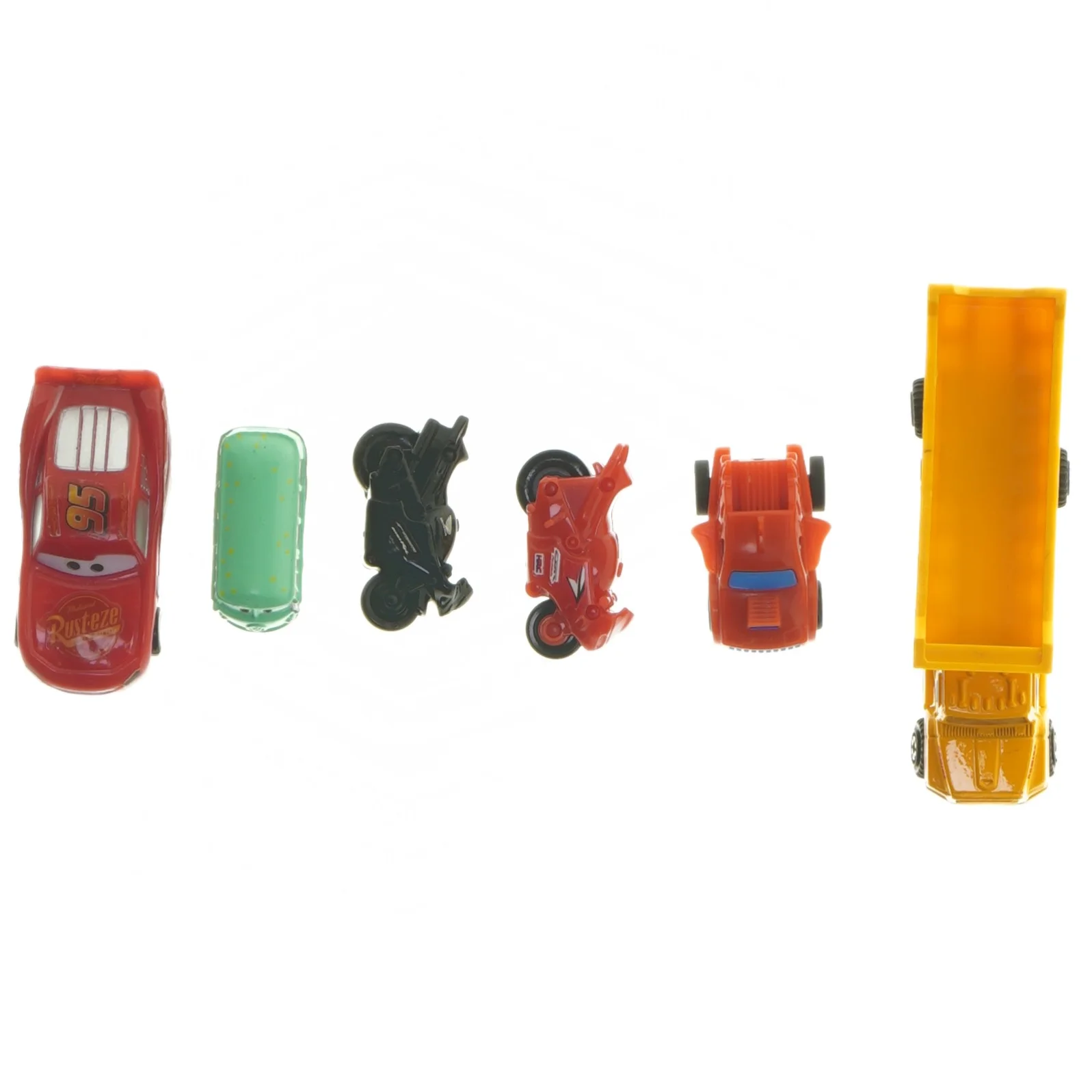 Små legetøjsbiler og motorcykler (str. 4-10 cm)