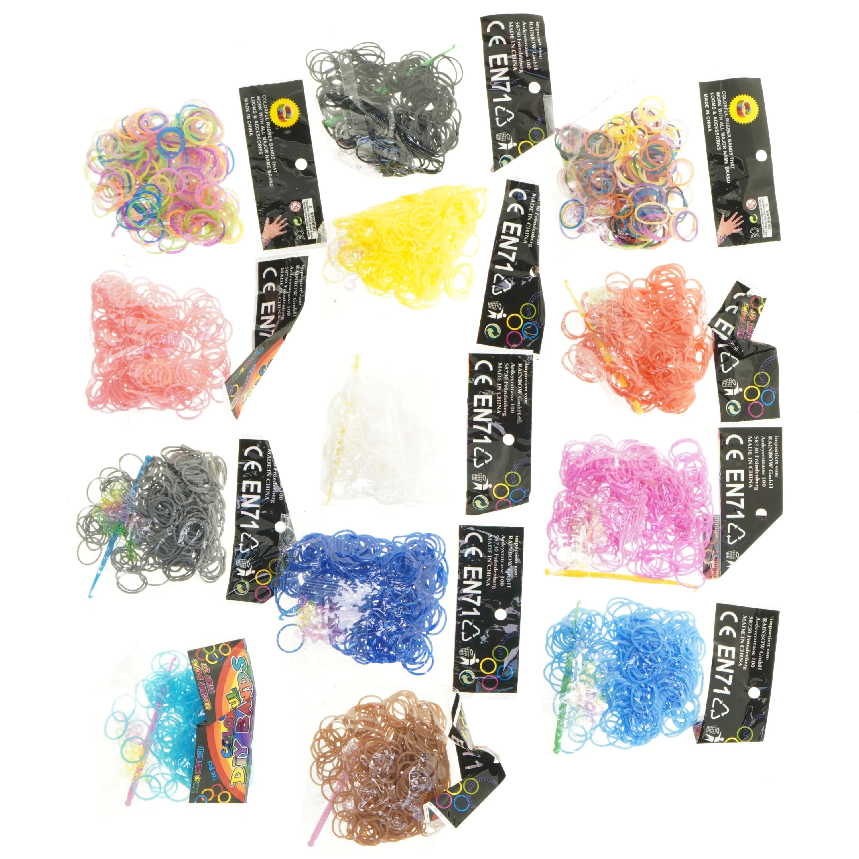 Loom Bands farverige DIY elastikker (str. Ø, 1,5 cm)