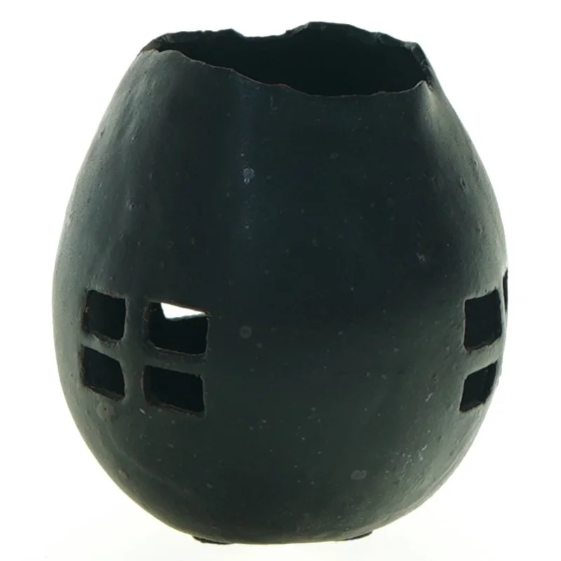 Sort keramik fyrfadslyseholder (str. 8 x 6 cm)