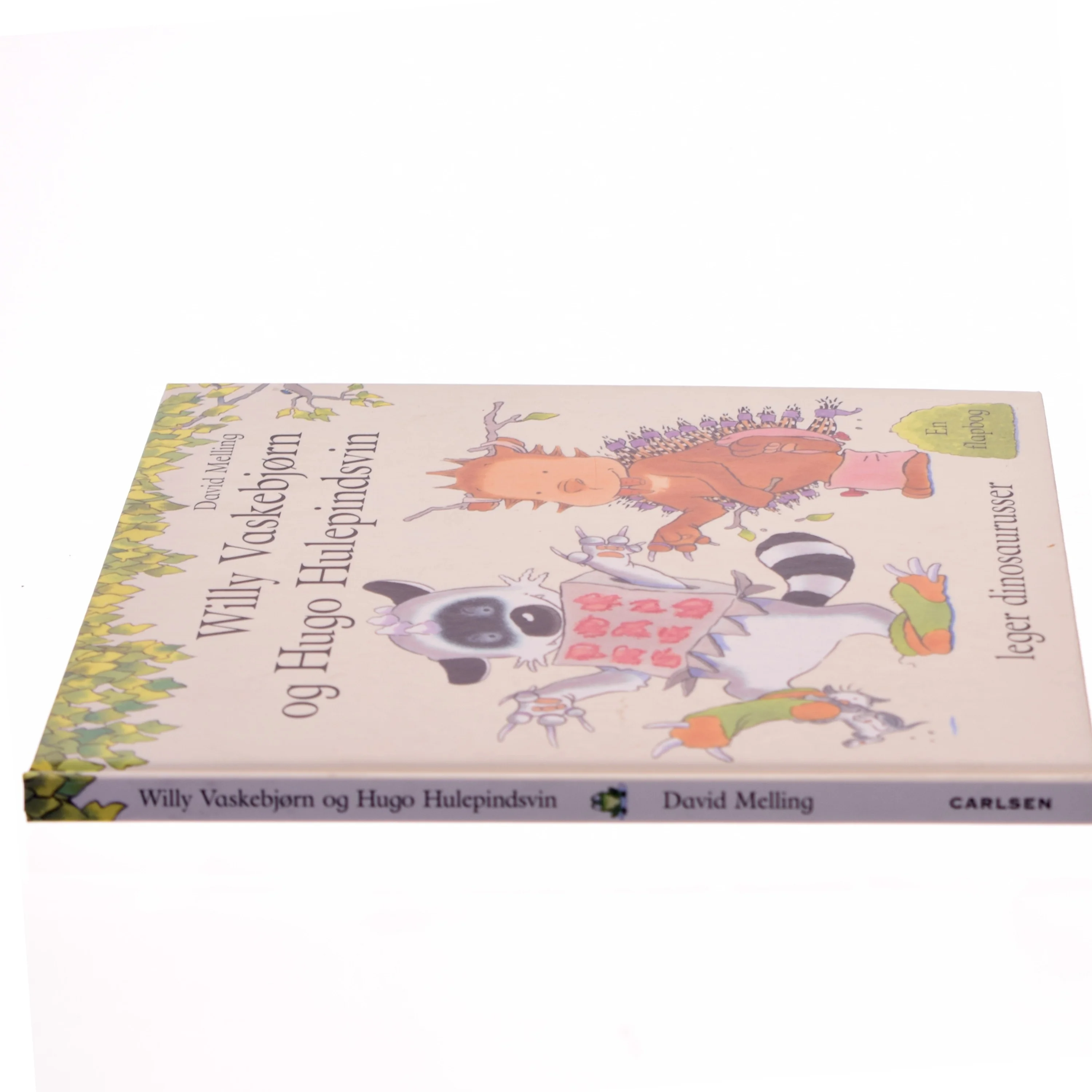 Willy vaskebjørn og Hugo hulepindsvin leger dinosaurusser af David Melling (Bog)