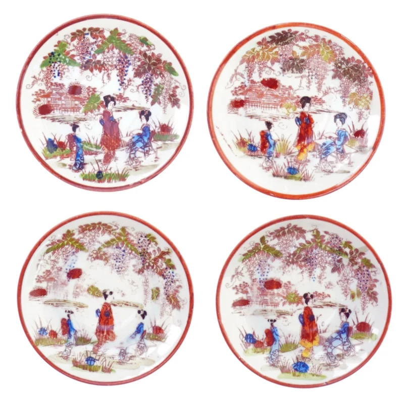 Små tallerkener, med asiatisk motiv (str. 13 cm)