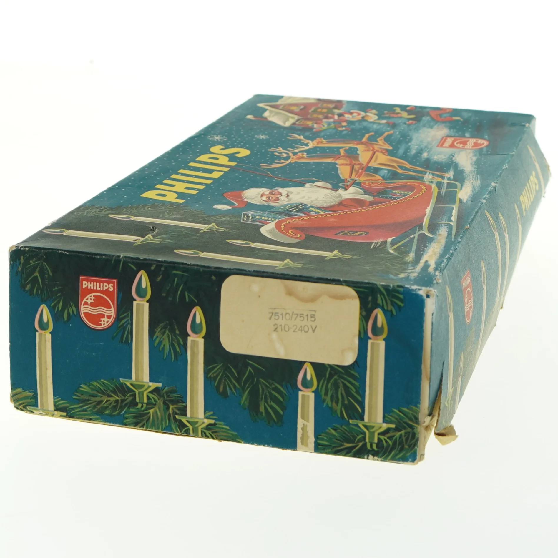 Vintage julelys og original æske fra Philips (str. 210-240V )