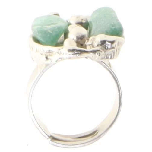 Sølv ring med grønne sten (str. 52 mm)