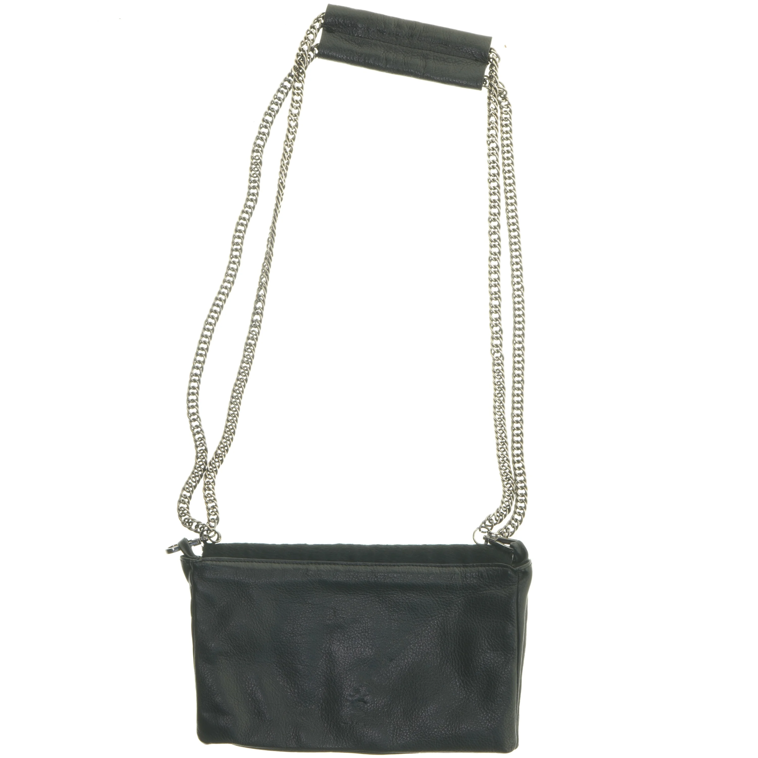 Sort skuldertaske med metalkæde (str. 27,5x17,5 cm)