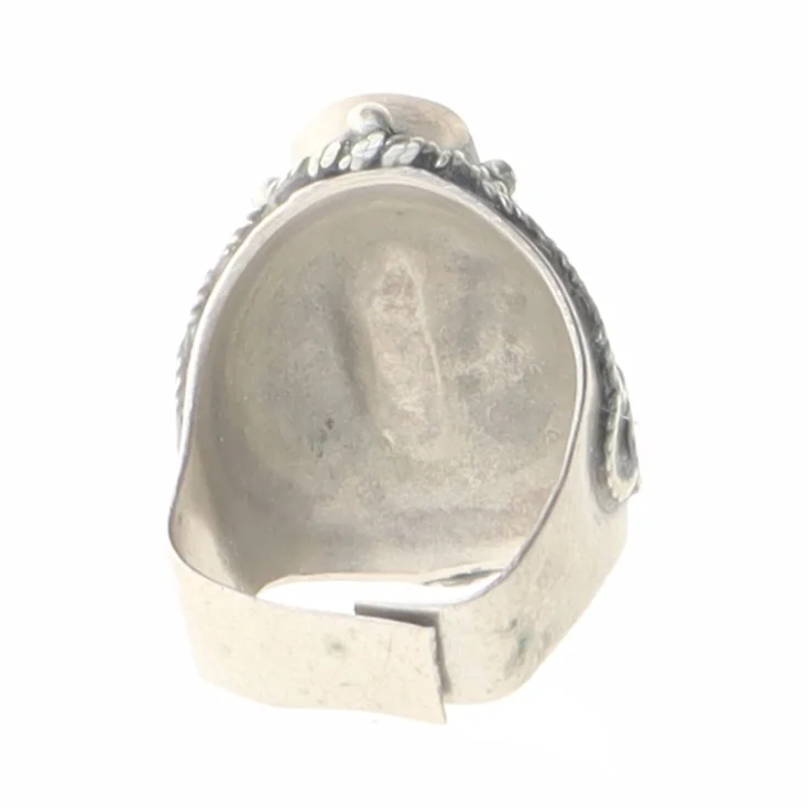 Vintage ring med grå sten (str. Ø 50 mm)