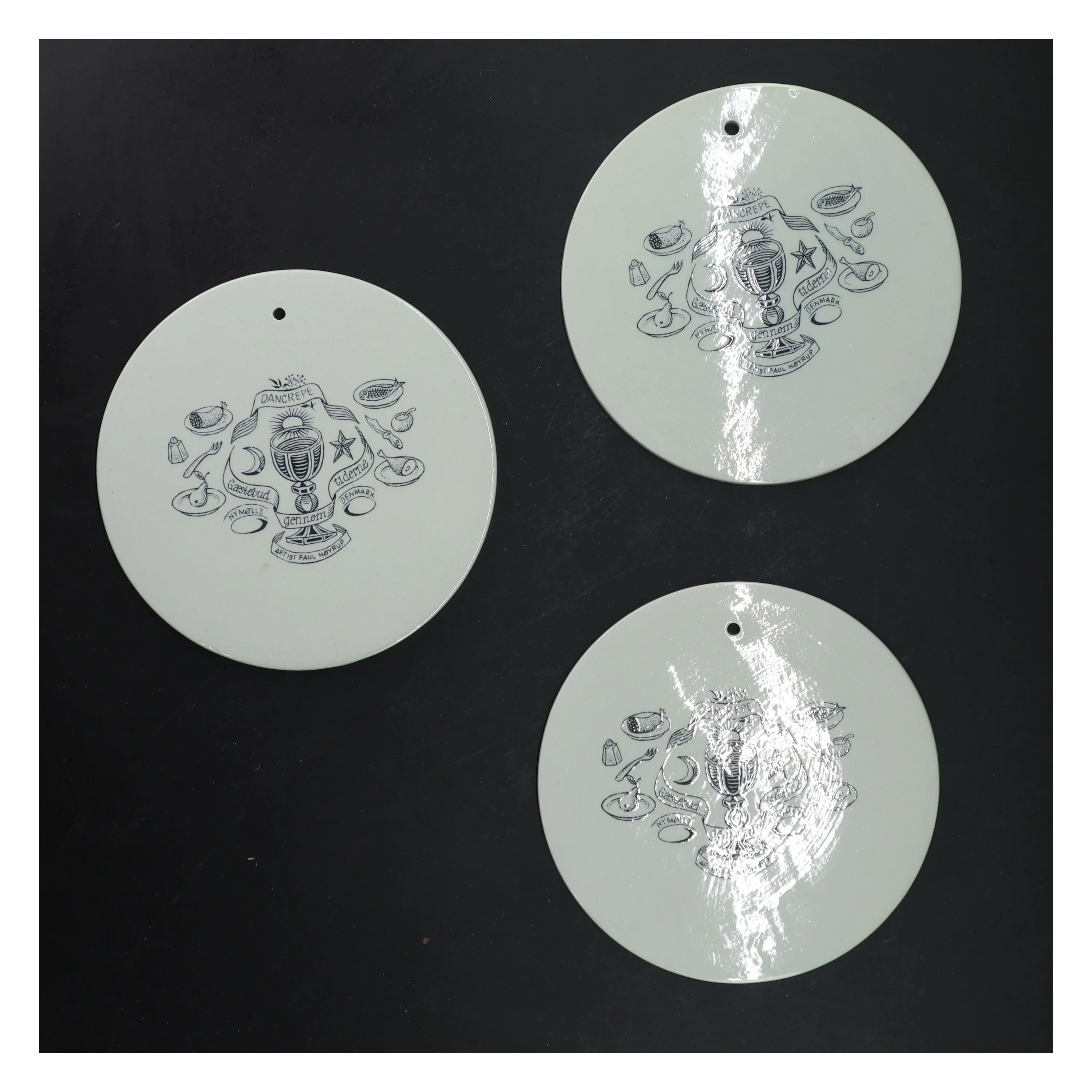 Porcelæn vægdekorationer (str. Ø 15 cm)