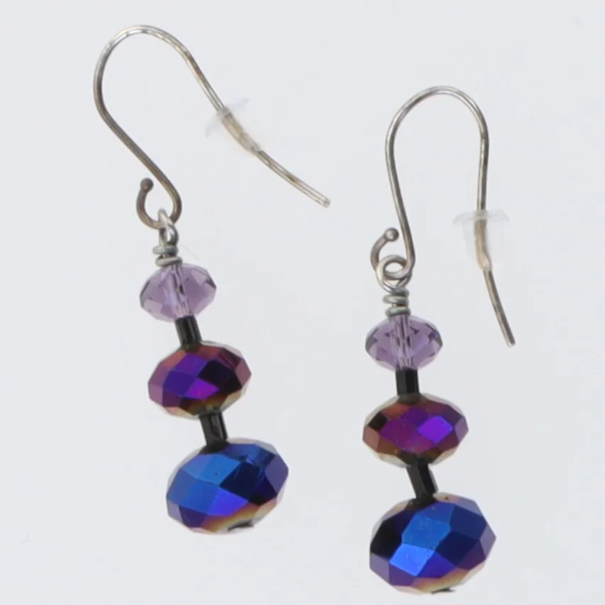 Øreringe med farvede krystaller (str. 2,5 cm)